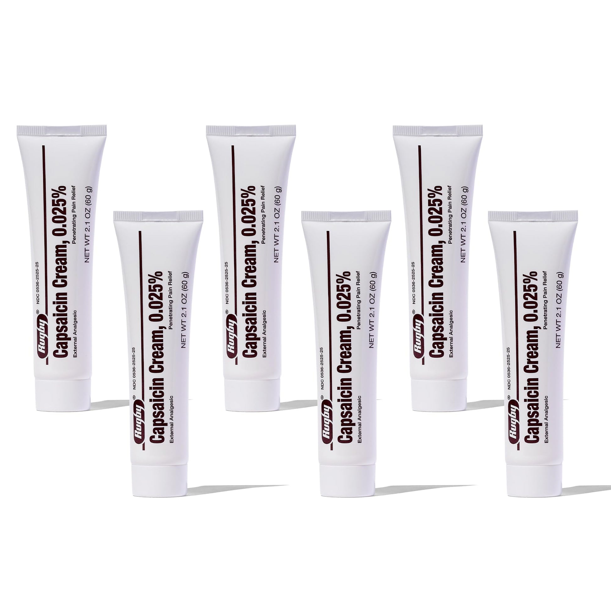 Rugby Capsaicin 0.025% Cream for Penetrating Pain Relief - 2.1 Oz (60g) (6 Pack) RUGBY LABORATORIES uk supplements