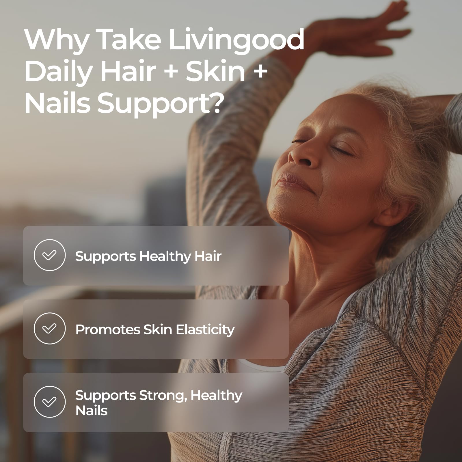 Livingood Daily Hair, Skin & Nails Supplement, 14-in-1 Formula with Biotin, Collagen, Keratin, Bamboo, Selenium, Folate, B12, Zinc and More, Beauty Supplement for Women & Men, Gluten Free, 60 Capsules Livingood Daily uk supplements