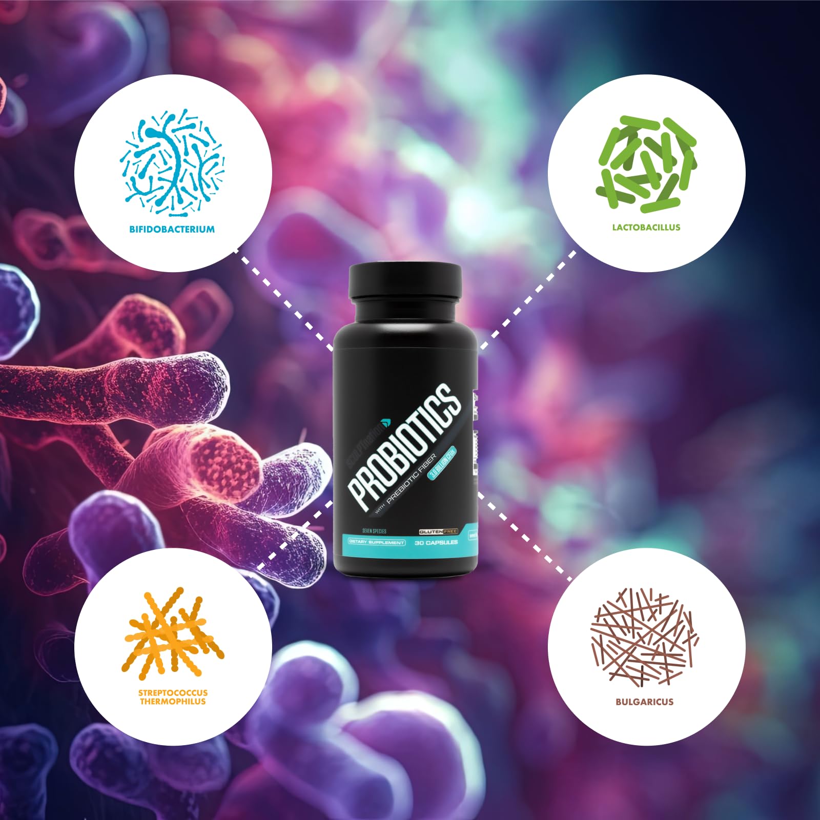 Sculpt Nation by V Shred Premium Probiotics - Digestive & Gut Health Support - Helps with Occasional Constipation, Gas and Bloating - 30-Day Supply Sculpt Nation uk supplements