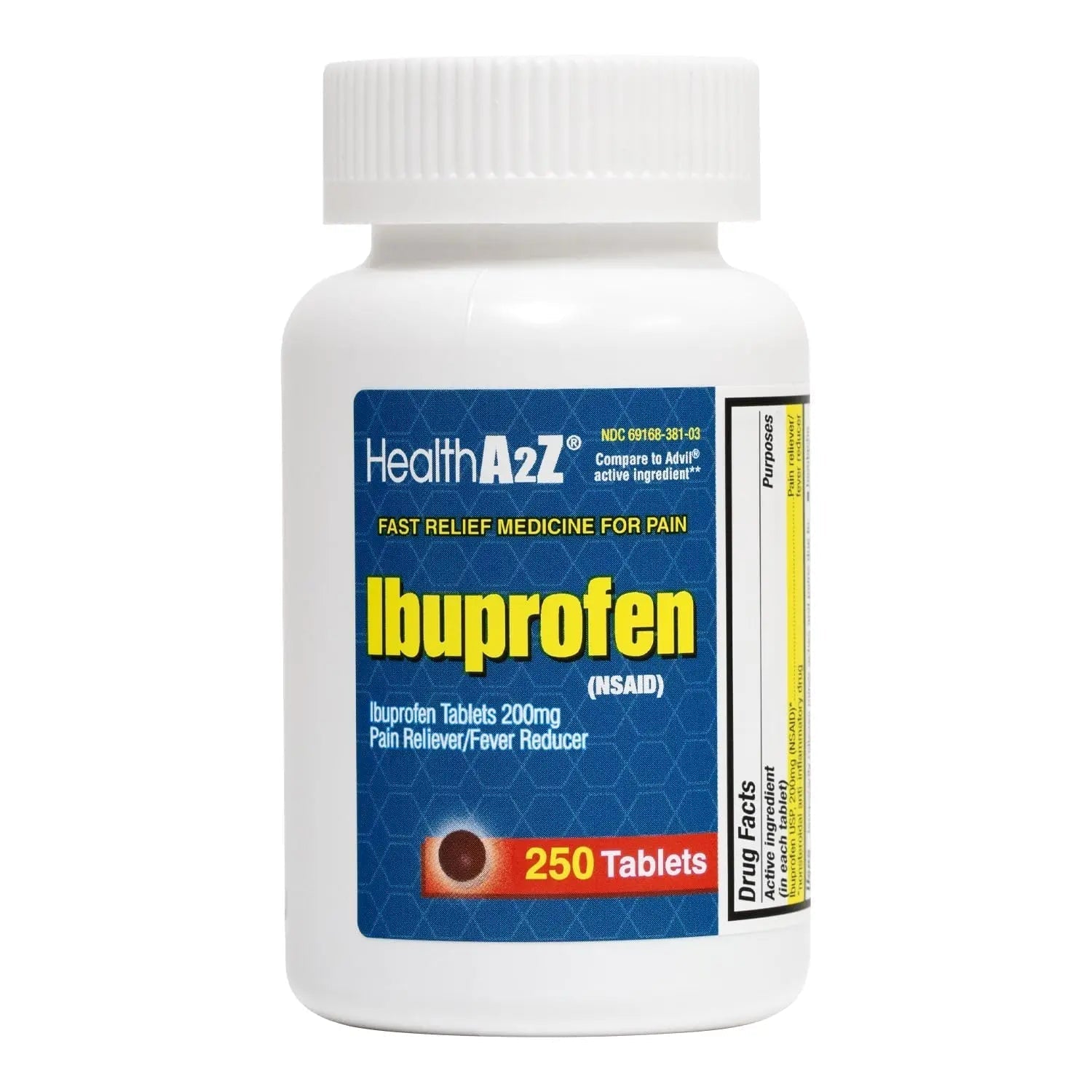 HealthA2Z Ibuprofen 200mg Tablets | Pain Reliever & Fever Reducer | 750 Total Tablets (250 Counts + 500 Counts) | Pain Relief for Headache, Muscle Pain, Joint Pain & Inflammation HealthA2Z uk supplements