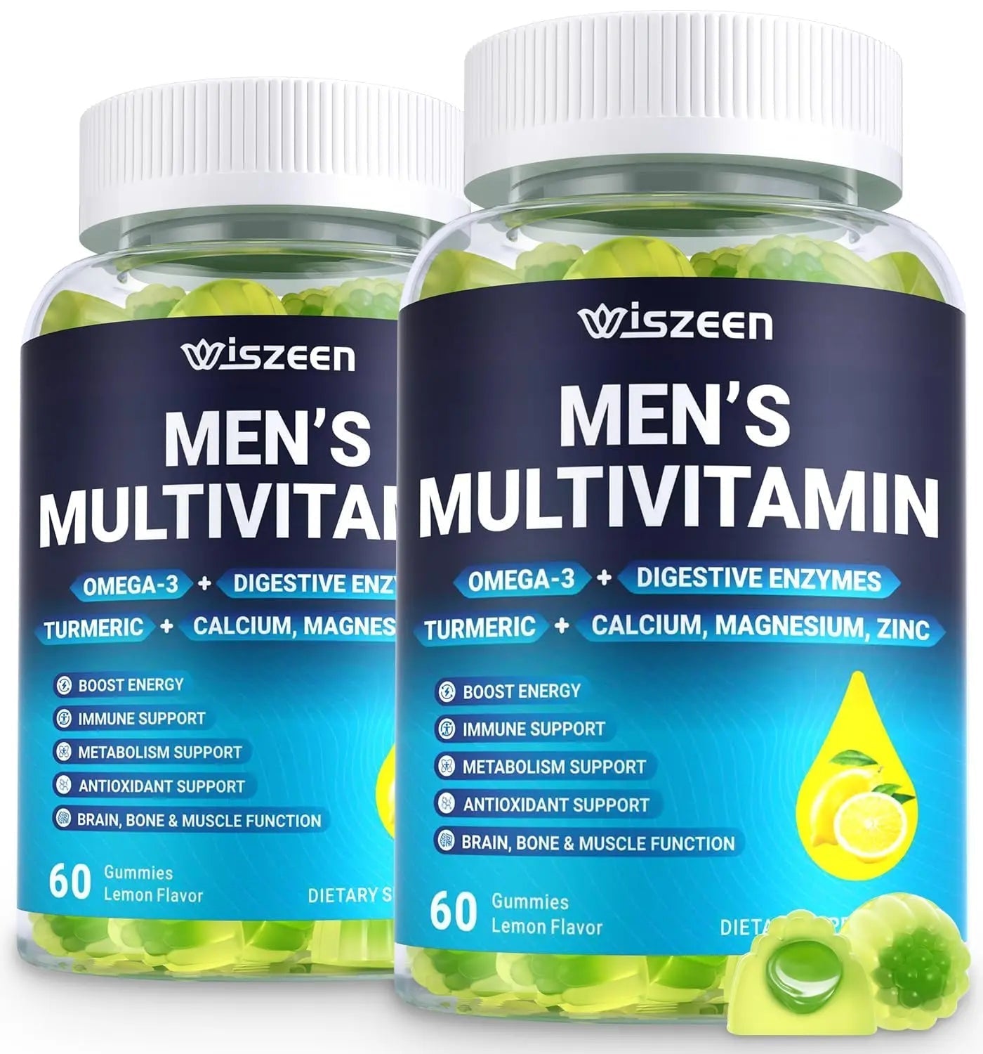 Mens Multivitamins Gummies with Vitamins A C D K E, B Complex, Omega-3, Digestive Enzymes, Lycopene, Calcium, Magnesium, Zinc Wiszeen uk supplements