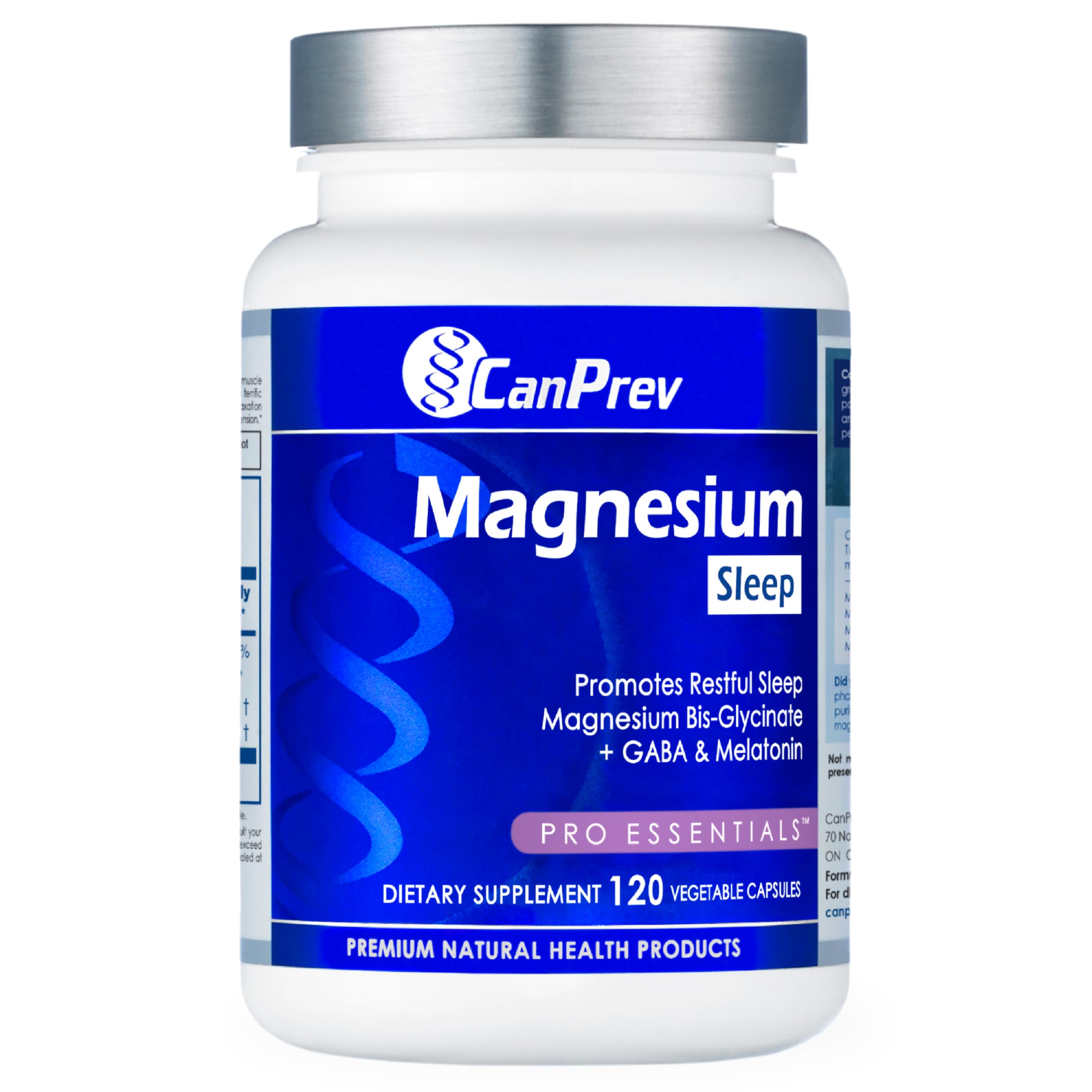 CanPrev Magnesium Bisglycinate Chelated + GABA & Melatonin, 120 Veg Caps, 120-Day Supply, Support Restful Night, Muscle Function, Promote Relaxation & Balanced Sleep-Wake Cycle, Vegan, No GMO & Gluten CanPrev uk supplements
