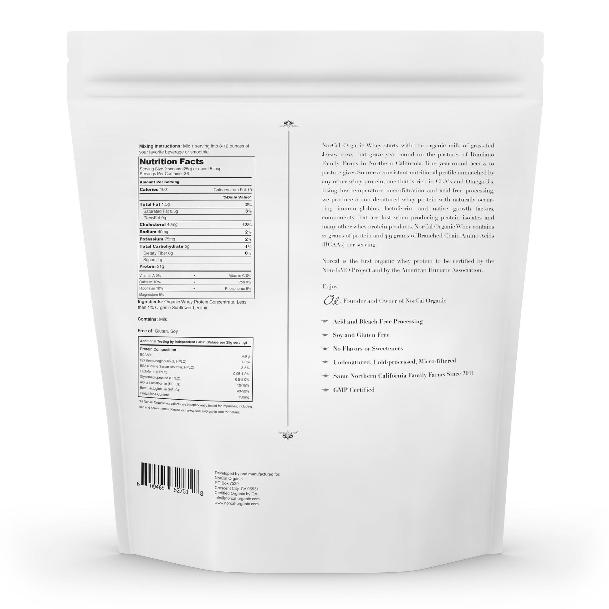 NorCal Organic Unflavored Whey Protein - 2lbs Bulk | 100% Grass-Fed, USDA Certified NorCal Organic uk supplements