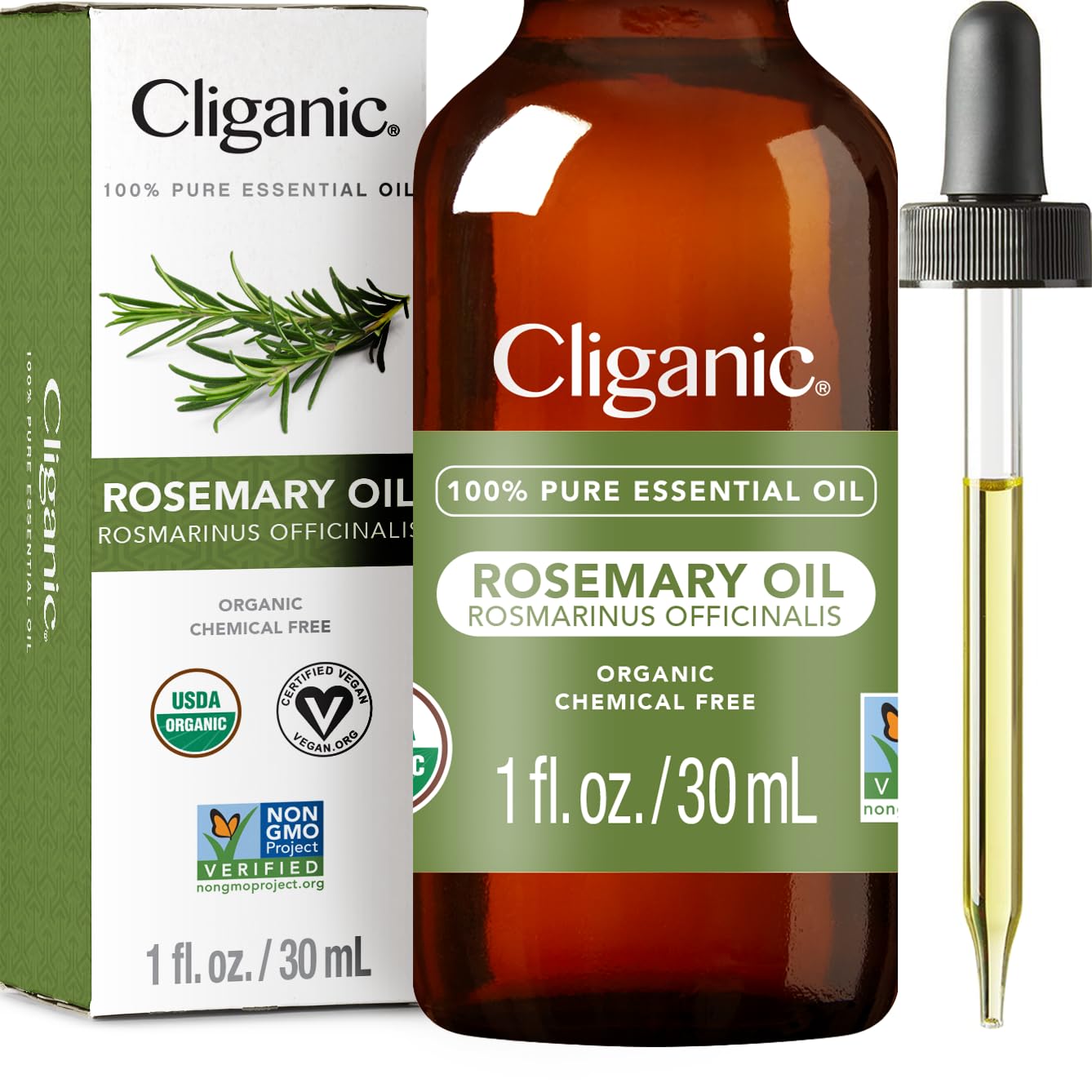 Cliganic Organic Rosemary Essential Oil for Hair, Skin, Aromatherapy - 100% Pure Natural Undiluted Cliganic uk supplements