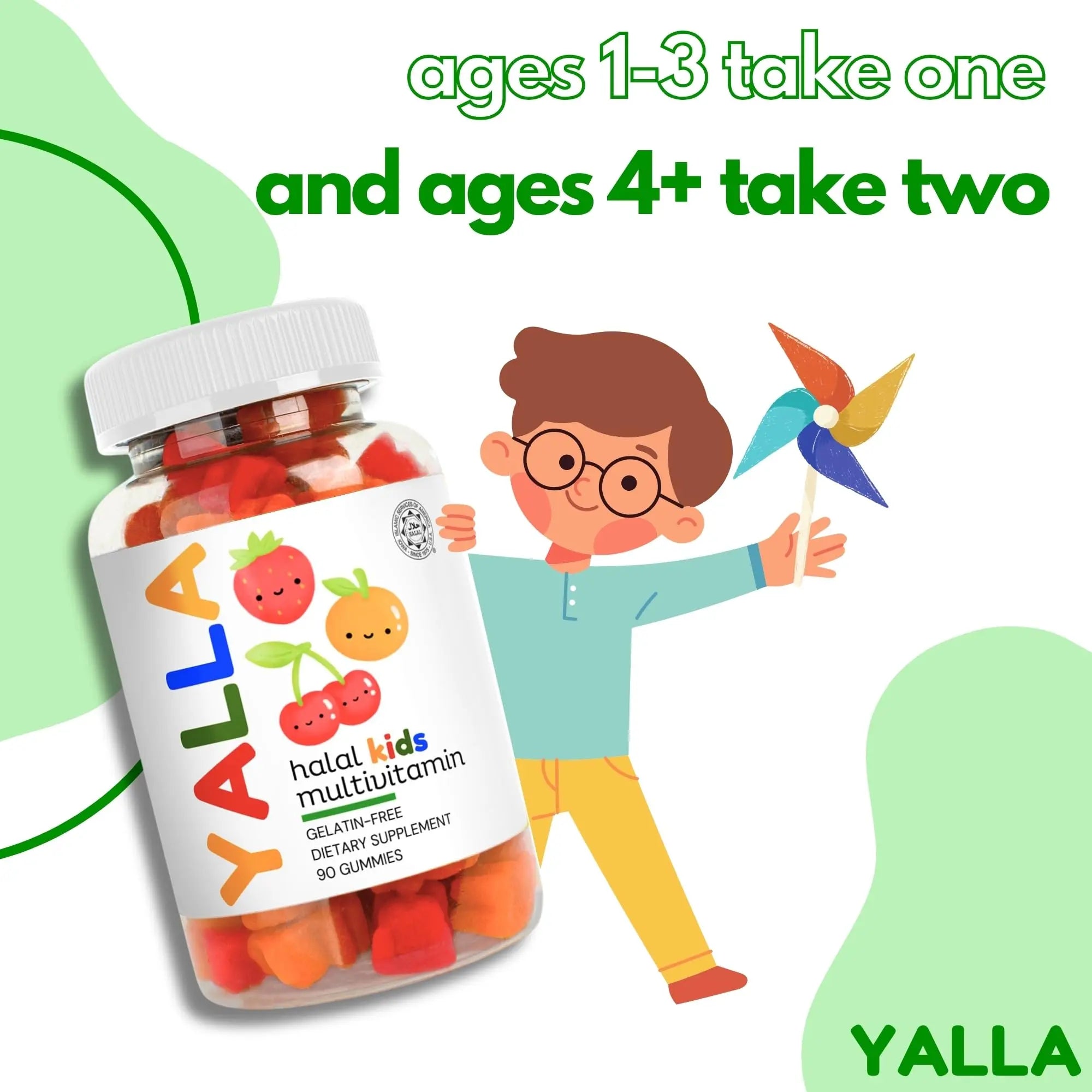 YALLA Halal Vitamins for Kids, Halal Kids Multivitamin Gummies, 45-90 Day Supply, Essential Vitamins with C, D3 YALLA uk supplements