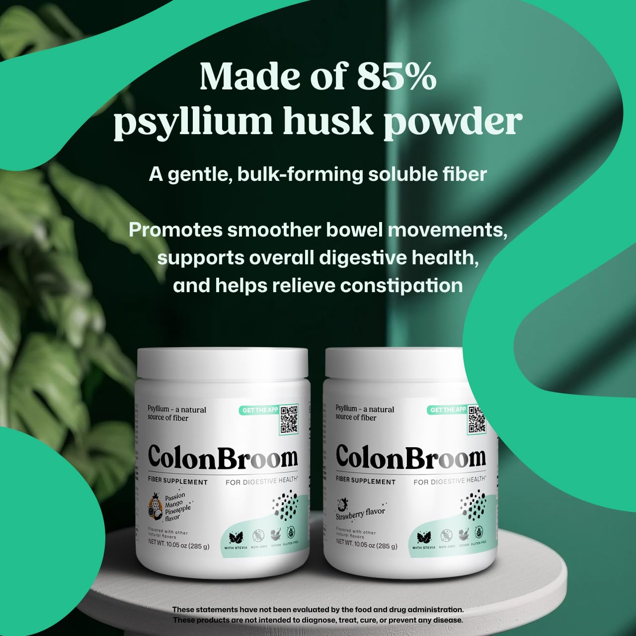 ColonBroom Psyllium Husk Powder - Colon Cleanse for Bloating Relief & Gut Health - Fiber Powder Drink - Easy to Mix - Vegan, Gluten Free, Non-GMO - Strawberry & Tropical Fruits (2 Pack) ColonBroom uk supplements