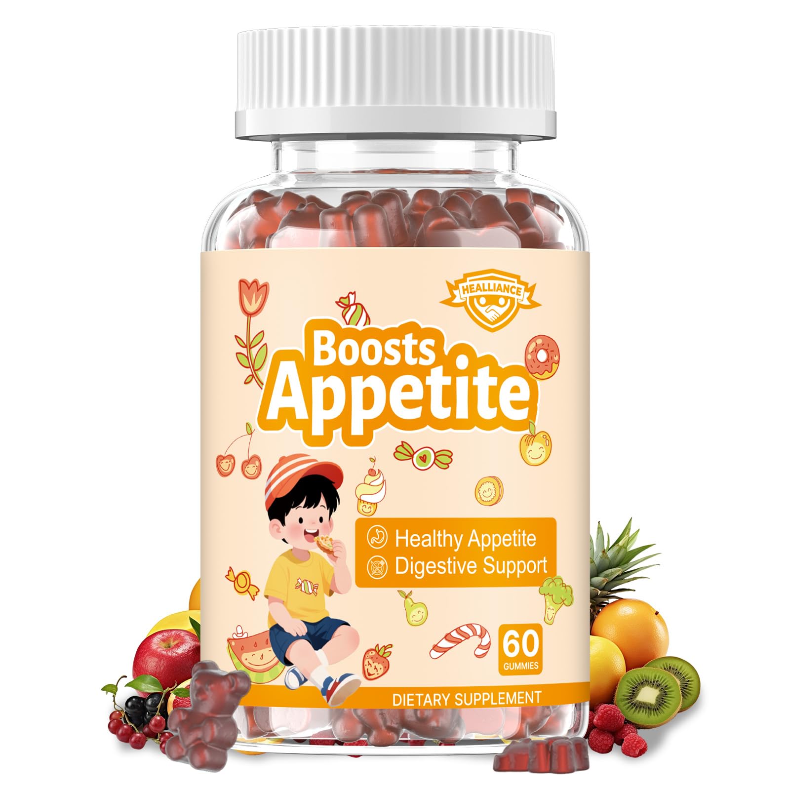 Appetite Booster Gummies for Kids Adults – Natural Blend of Hawthorn Zinc Carrot Supports Digestion Helps Increase Appetite, Promotes Healthy Eating Habits for Picky Eaters (Mixed Fruit Flavor) Healliance uk supplements