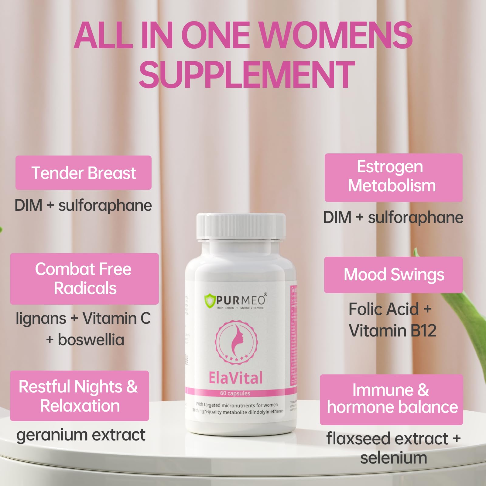 purmeo DIM Supplement for Women, Patented Formula Diindolylmethane Support Estrogen Hormone Balance & Breast Health, Non-GMO, 60ct Vegan Capsules purmeo uk supplements