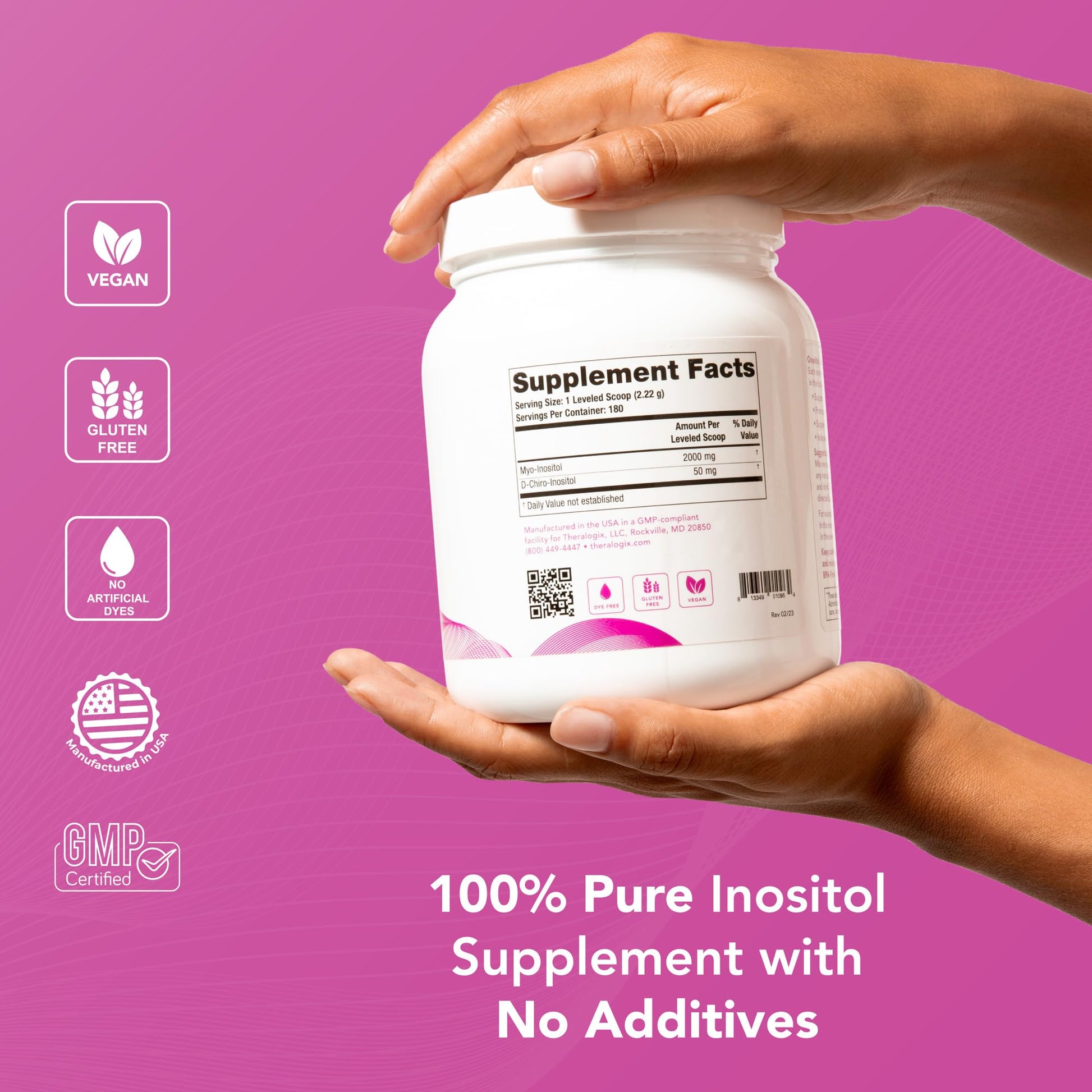 Theralogix Ovasitol Inositol Powder - 90-Day Supply - Myo-Inositol & D-Chiro Inositol for Hormone Balance & Ovarian Function Support* - NSF Certified - 400 g (180 Servings) Theralogix uk supplements