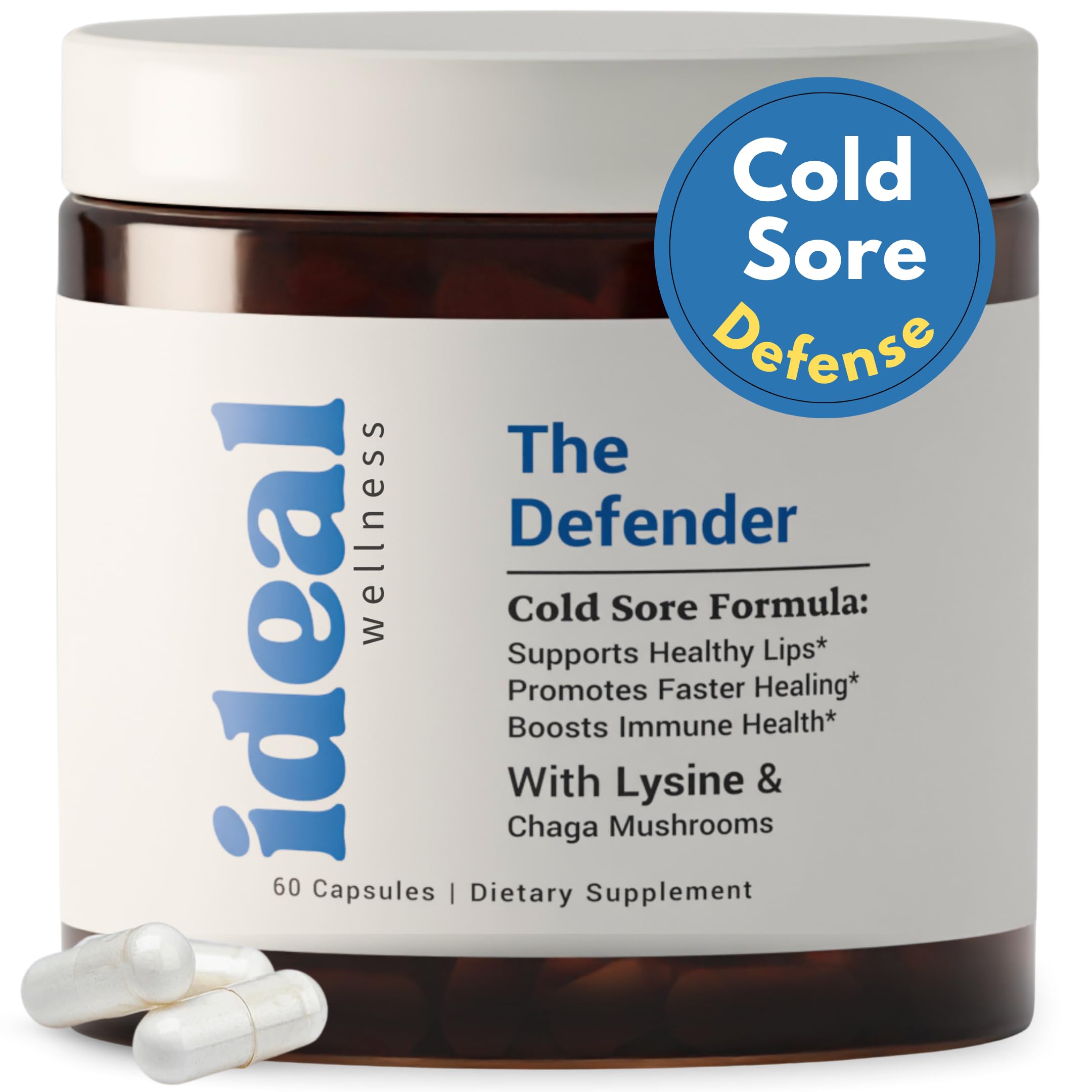 L-Lysine Cold Sore Treatment For Lips With Immune Support - L Lysine 1000mg Capsules, Chaga, Bee Propolis, Vitamin C, Zinc & Licorice Root Extract - Non-GMO, Vegetarian, Ideal Wellness uk supplements