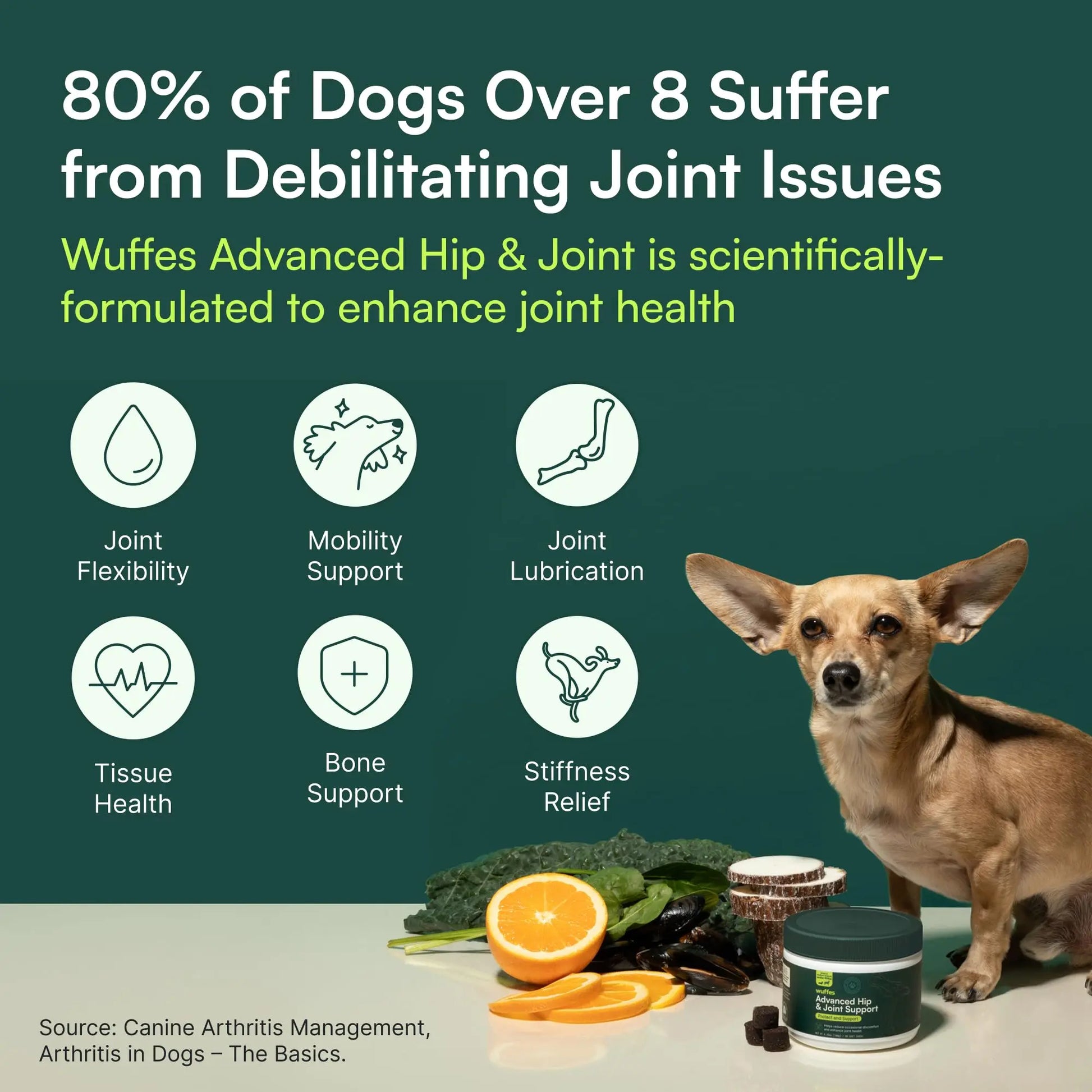 Wuffes Chewable Dog Hip & Joint Supplement - Glucosamine & Chondroitin Chews - Dog Joint Supplements & Vitamins - Extended Joint Care (Small&Medium Breeds (0-65 lbs), 180 Chews (Pack of 3)) Wuffes uk supplements