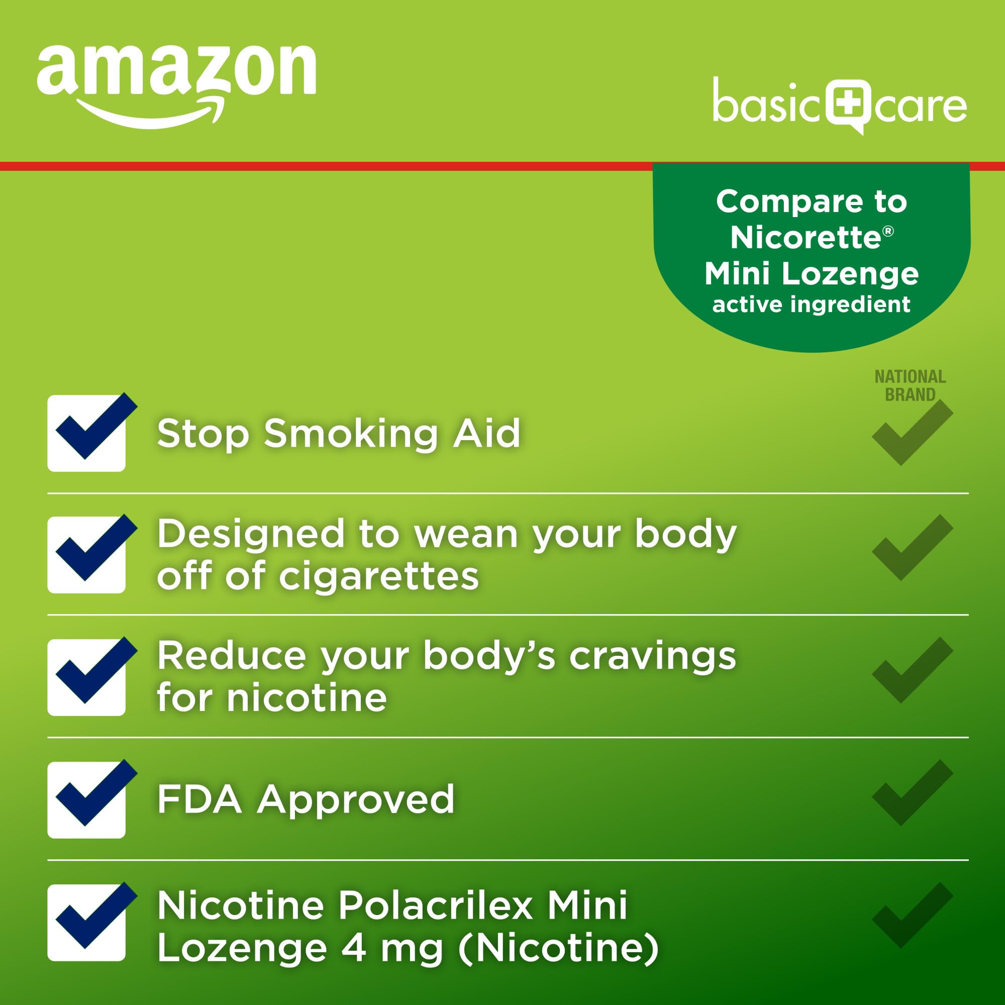 Amazon Basic Care Mini Nicotine Polacrilex Lozenge, 4 mg, Mint Flavor, Stop Smoking Aid, Smoking Cessation, Reduces Nicotine Cravings, 27 Count Amazon Basic Care uk supplements