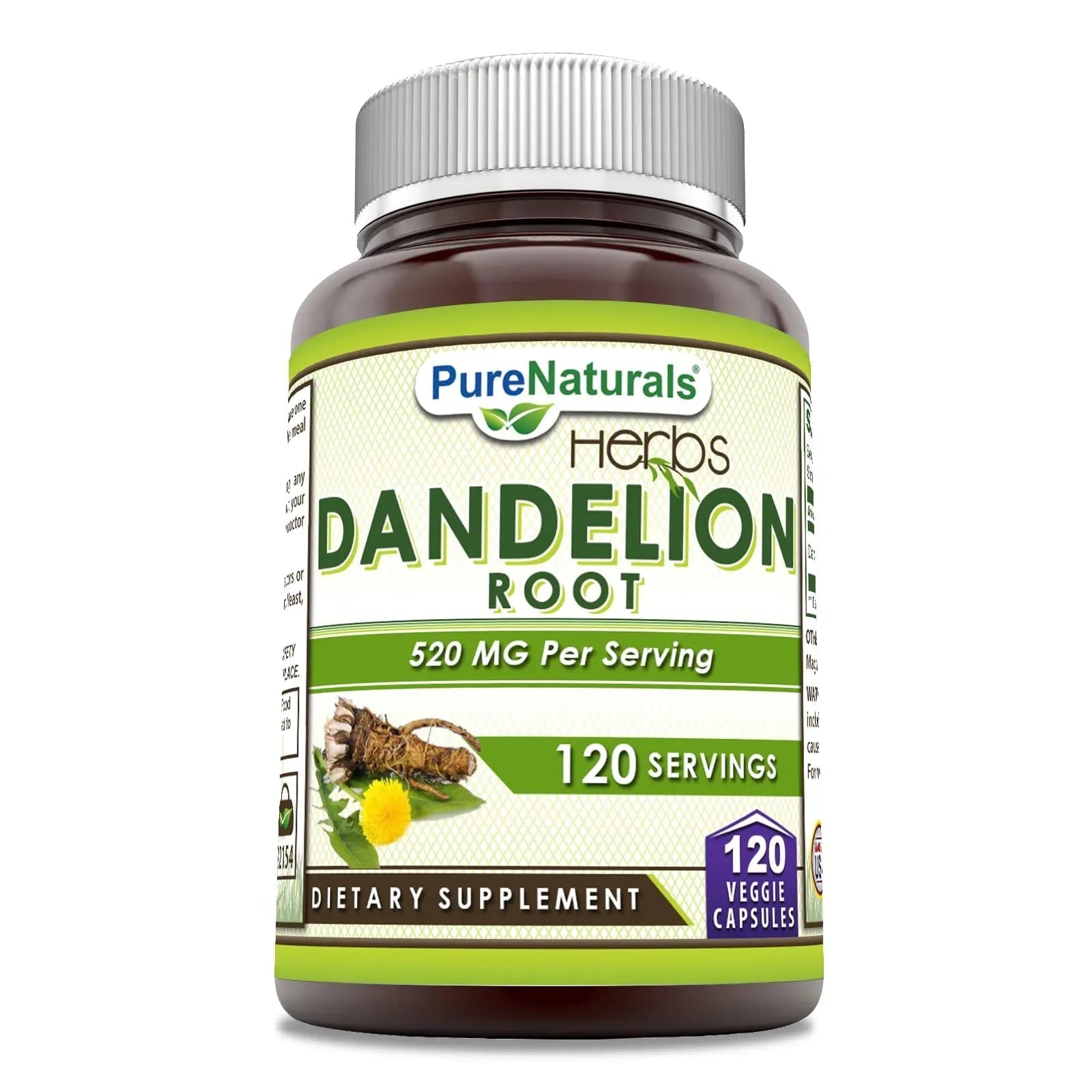 Pure Naturals Dandelion Root 520 mg Per Serving 120 Veggie Capsules Supplement | Non-GMO | Gluten Free | Made in USA Pure Naturals uk supplements