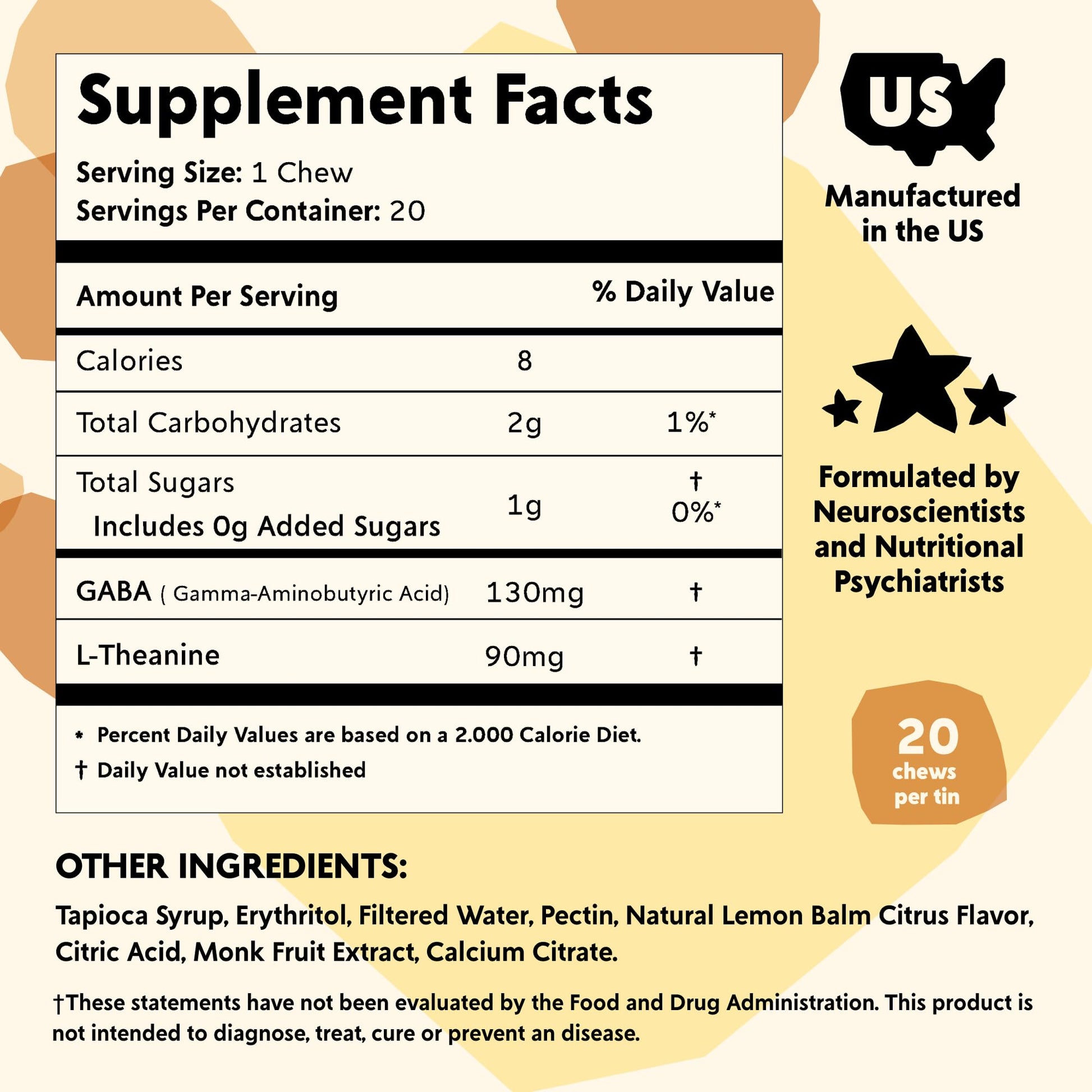 PYM Citrus Mood Chews Support for Stress, Worry & Overwhelm, 120 Count | 130mg GABA, 90mg L-Theanine | Vegan, Non-GMO, Gluten-Free, No Added Sugar | All-Natural Mood Balance Supplement Made in USA PYM Health uk supplements
