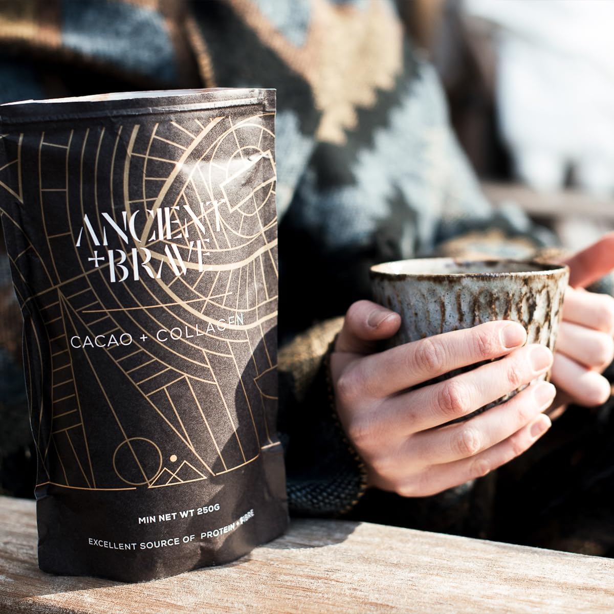 Ancient + Brave - Cacao + Collagen Powder 250g - Peruvian Raw Cacao Hot Chocolate with Grass Ancient + Brave uk supplements