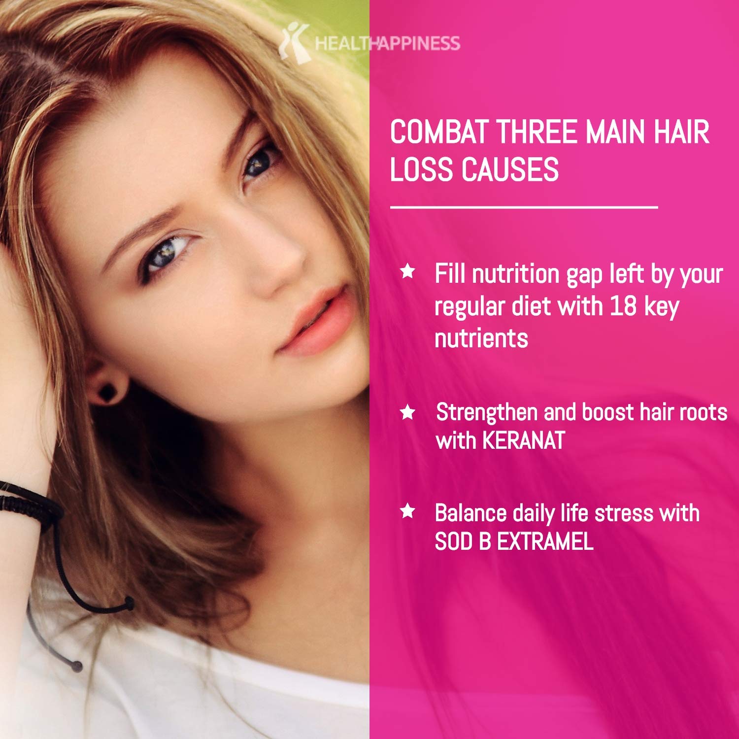 UpNourish Hair Growth Vitamins for Women - Proven Hair Supplement with KERANAT, DHT Blocker PHYTOPIN, Biotin 5000 mcg & SOD, Hair Vitamins for Faster Hair Growth, Hair Loss & Thinning Hair - 90 ct UpNourish uk supplements