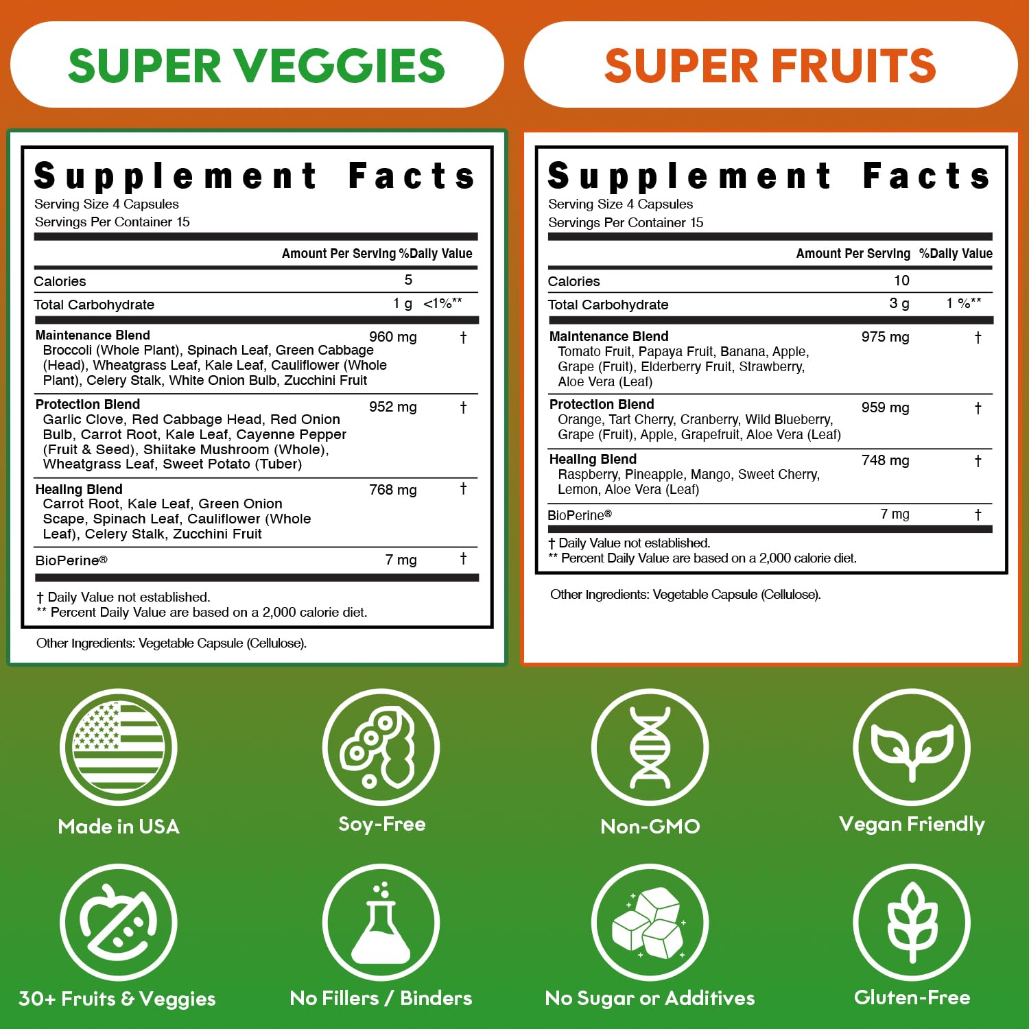 Fruits and Veggies Supplement (60 Day Supply) Powerfull Blend of 39 Whole Fruits and Veggies, Fills Nutritional Gaps, Get Energy, Well-being. USA Made Non-GMO/Vegan/Gluten Free. Packaging May Vary ROOTIE uk supplements