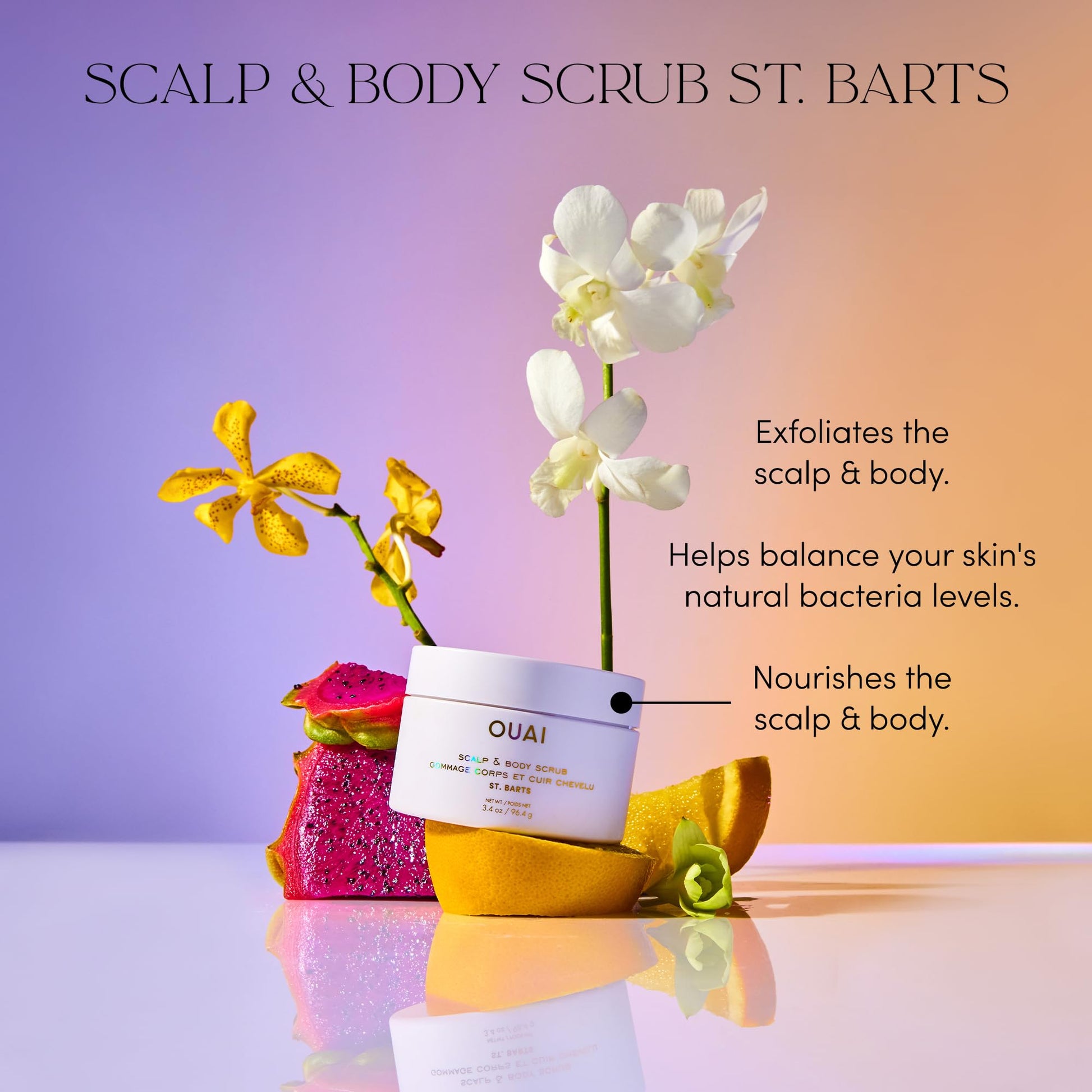 OUAI Scalp & Body Scrub, St. Barts Travel Size - Exfoliating Body Scrub with Sugar & Coconut Oil Blend for Smooth, Moisturized Skin - Gentle Scalp Exfoliator for Removing Product Build Up (3.4 oz) OUAI uk supplements