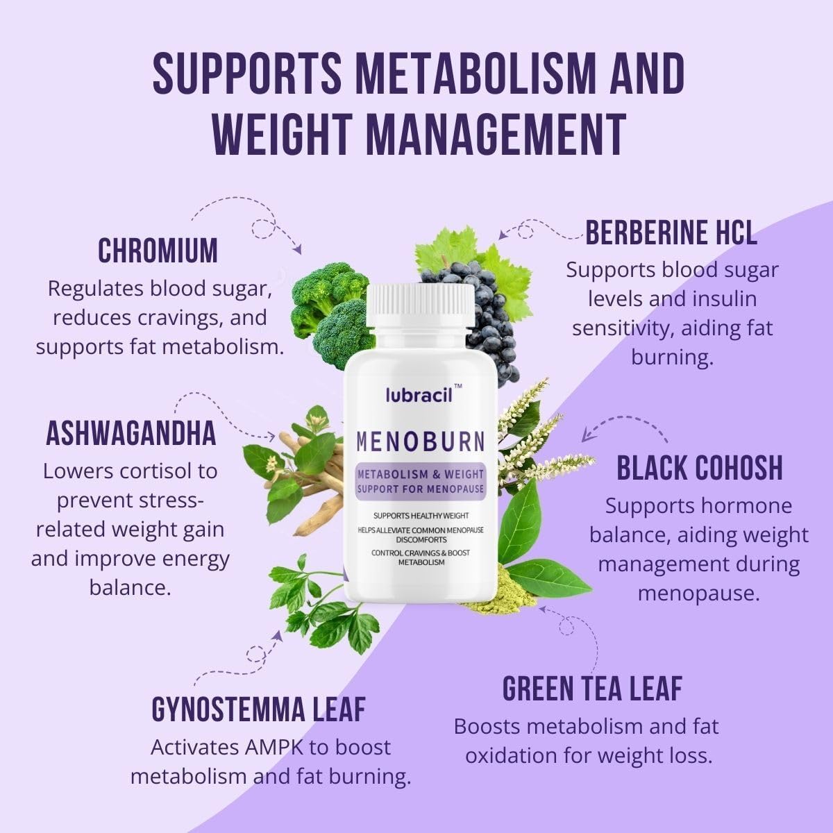Lubracil Menoburn Perimenopause & Menopause Supplements for Women – Helps Metabolism, Estrogen & Wellness – Targets Hot Flashes, Bloating & Energy – 120 Count, 2 Pack Lubracil uk supplements