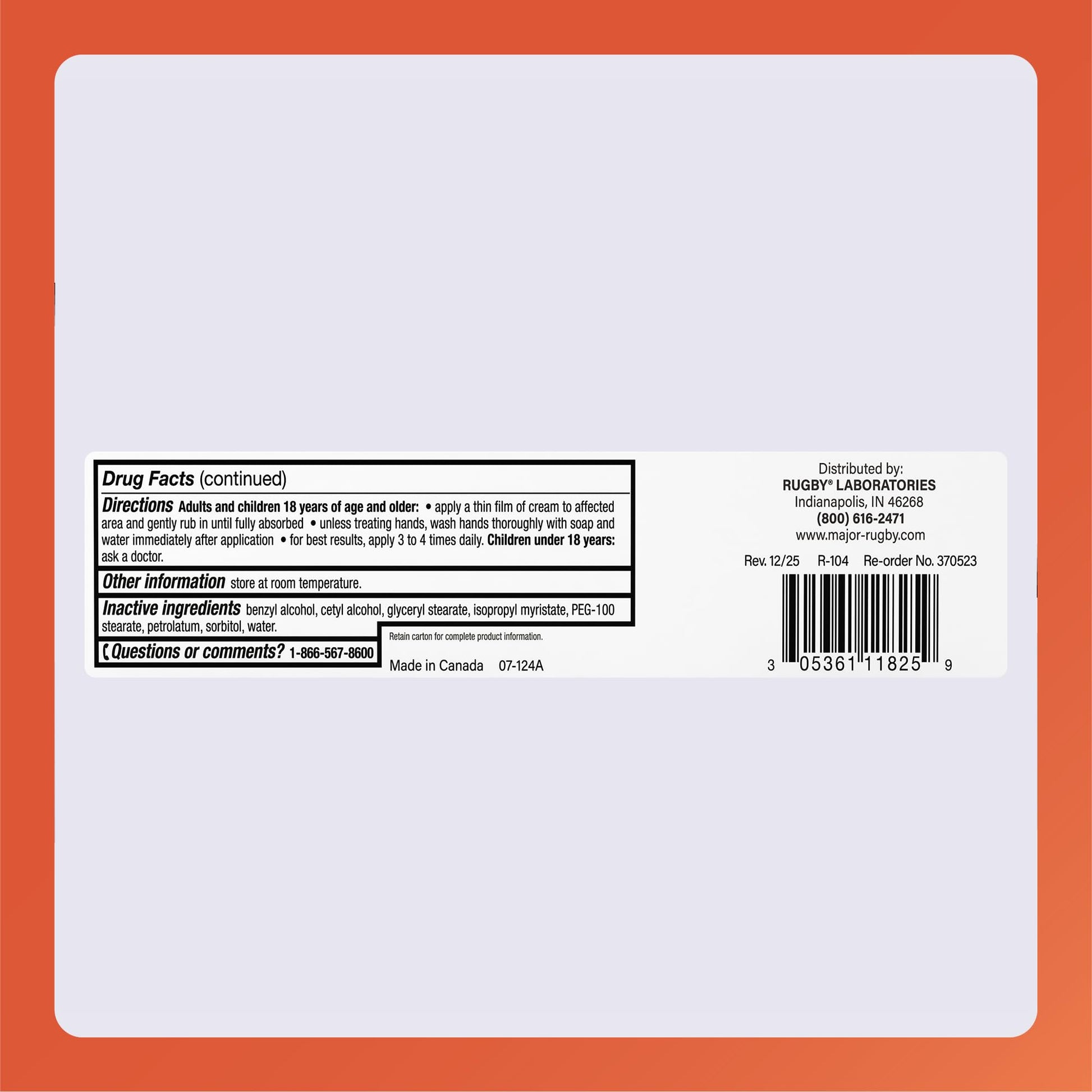 Rugby High Potency Capsaicin 0.075% Cream - Pain Relief Cream for Arthritis - 2 Oz (57g), (1 Pack) RUGBY LABORATORIES uk supplements