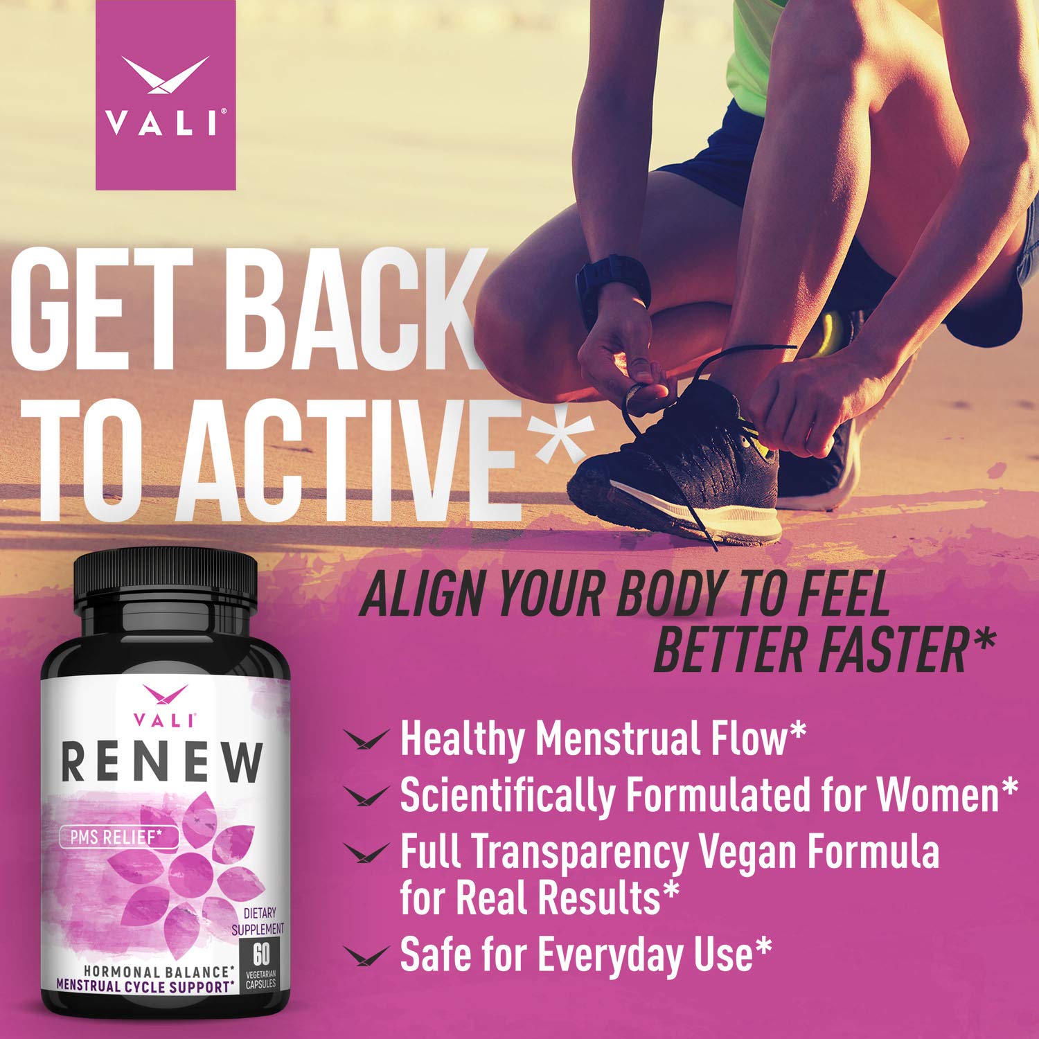 VALI Renew PMS Relief Supplement. Women’s Menstrual Cycle Support. Herbal Formula VALI uk supplements