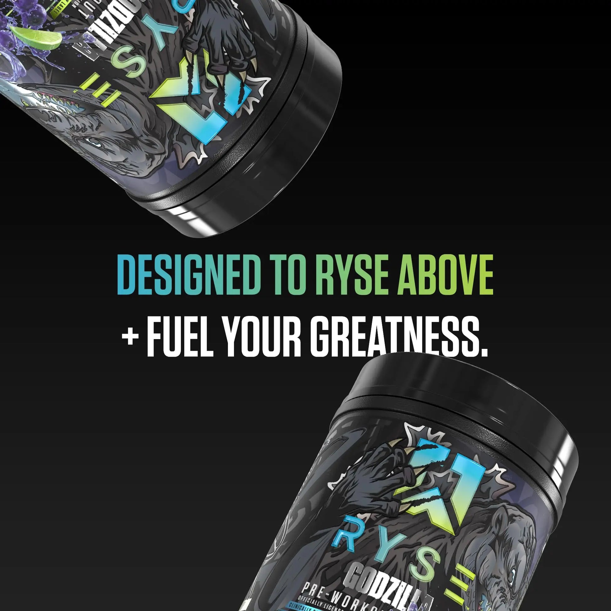 RYSE Godzilla X Noel Deyzel Pre Workout Powder - Monsterberry Lime - 400mg Caffeine, High Stim Pre-Workout for Men & Women with Citrulline & Beta Alanine - Energy, Pump & Focus - 20/40 Servings RYSE Up Supplements uk supplements