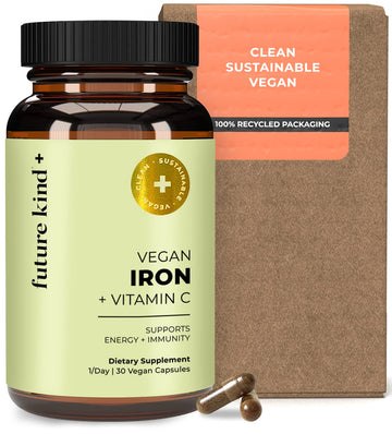 Future Kind Iron Supplement for Women and Men, Daily Energy & Focus, Chelated Iron Bisglycinate, 18mg 100% DV with Vitamin C for Absorption - Gentle on Stomach, Non-GMO Vegan Capsules, 30 Day Supply Future Kind uk supplements