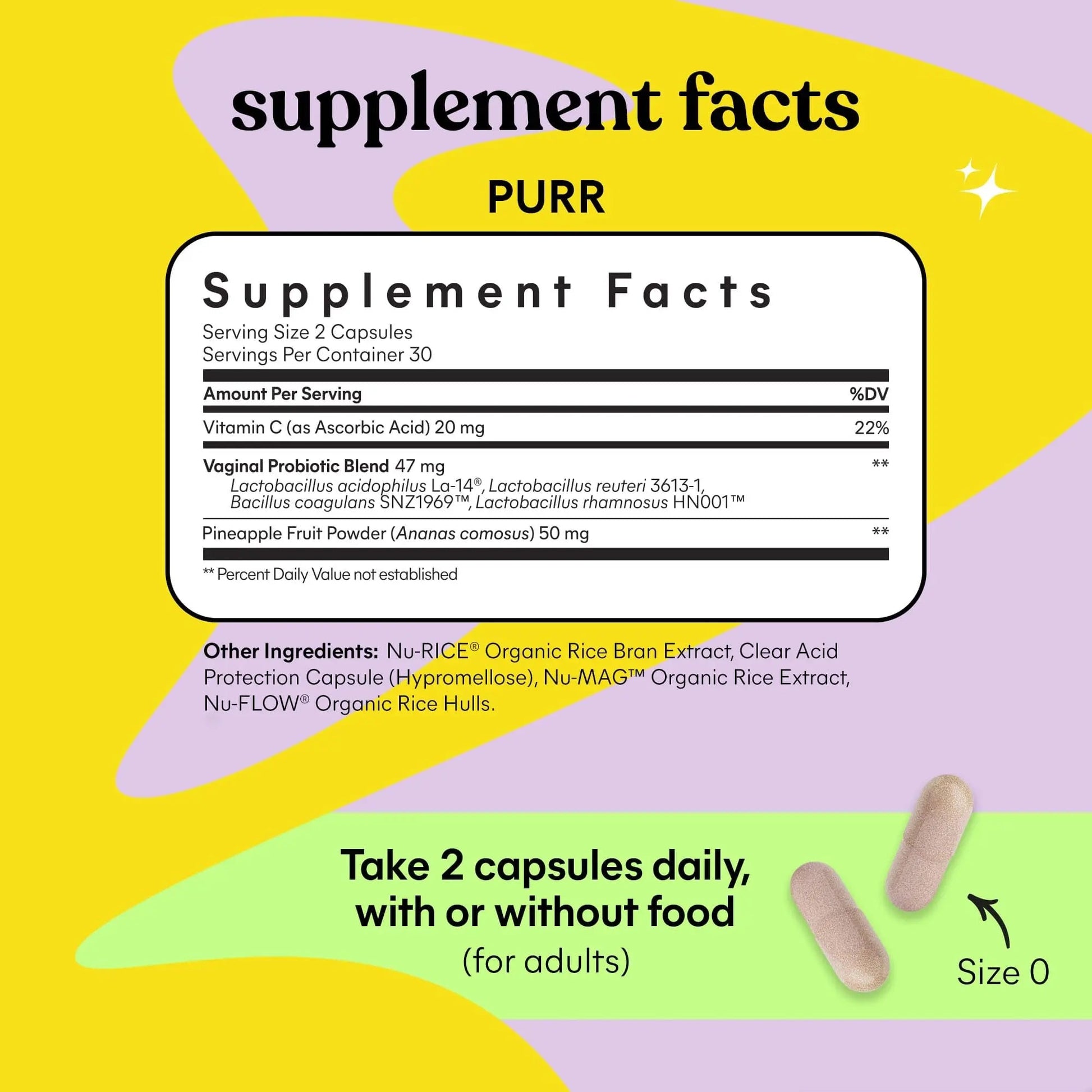 Lemme Purr Vaginal Probiotics for Women - Promotes pH Balance, Healthy Vaginal Odor & Urinary Tract Health w/Lactobacillus Blend, Clinically Tested Strains, Pineapple & Vitamin C - 60 Veggie Capsules Lemme uk supplements