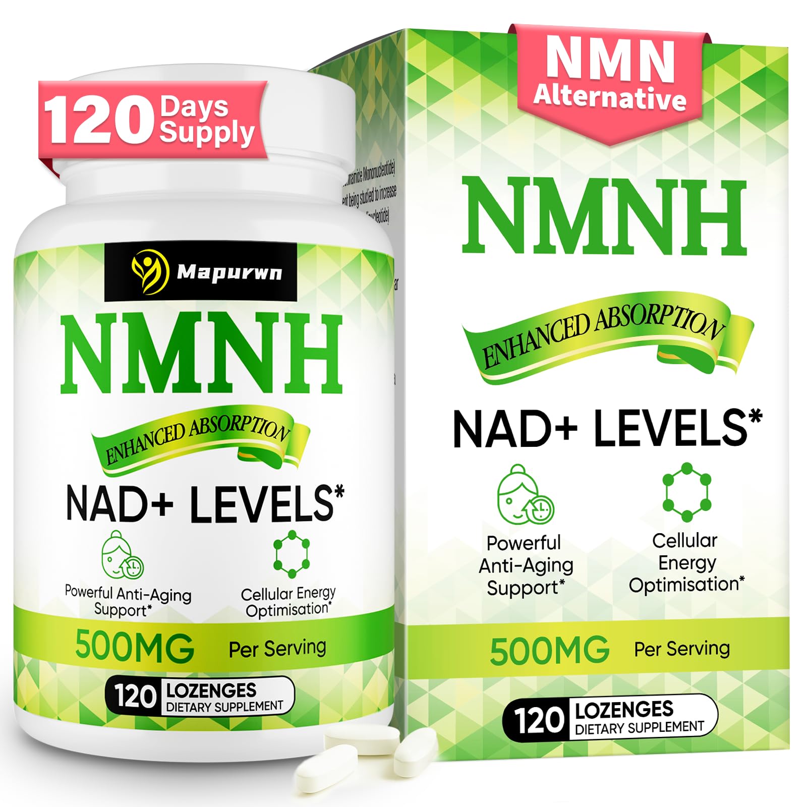 Mapurwn NMNH (Dihydronicotinamide Mononucleotide), NMN Supplement, 500mg per Serving NAD Supplement to Boost NAD+ Levels As We Age for Women & Men, Anti-Aging, Energy, Focus, 120 Count Mapurwn uk supplements