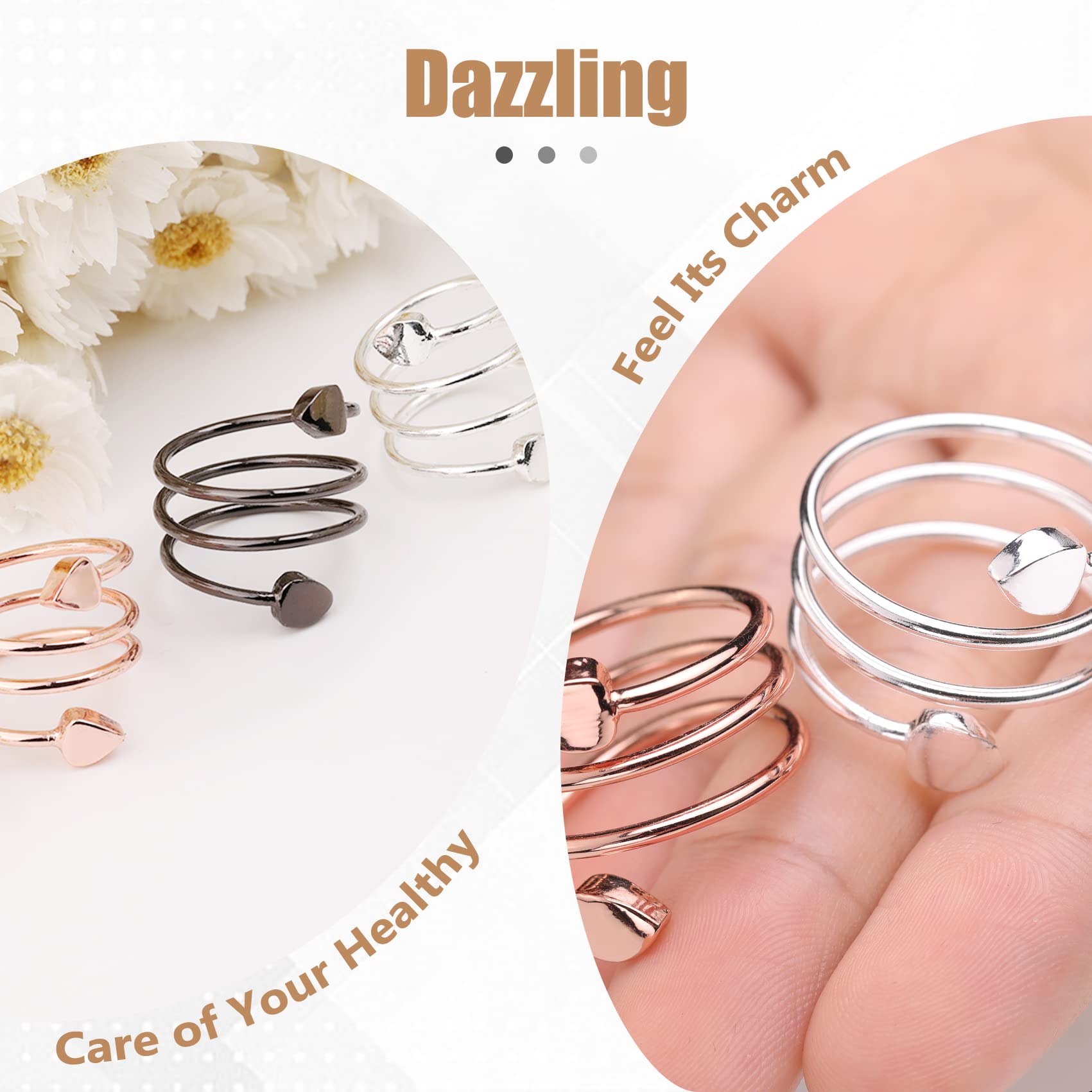 Jecanori Copper Rings for Women,Magnetic Ring Adjustable Love Heart Copper Rings Jecanori uk supplements
