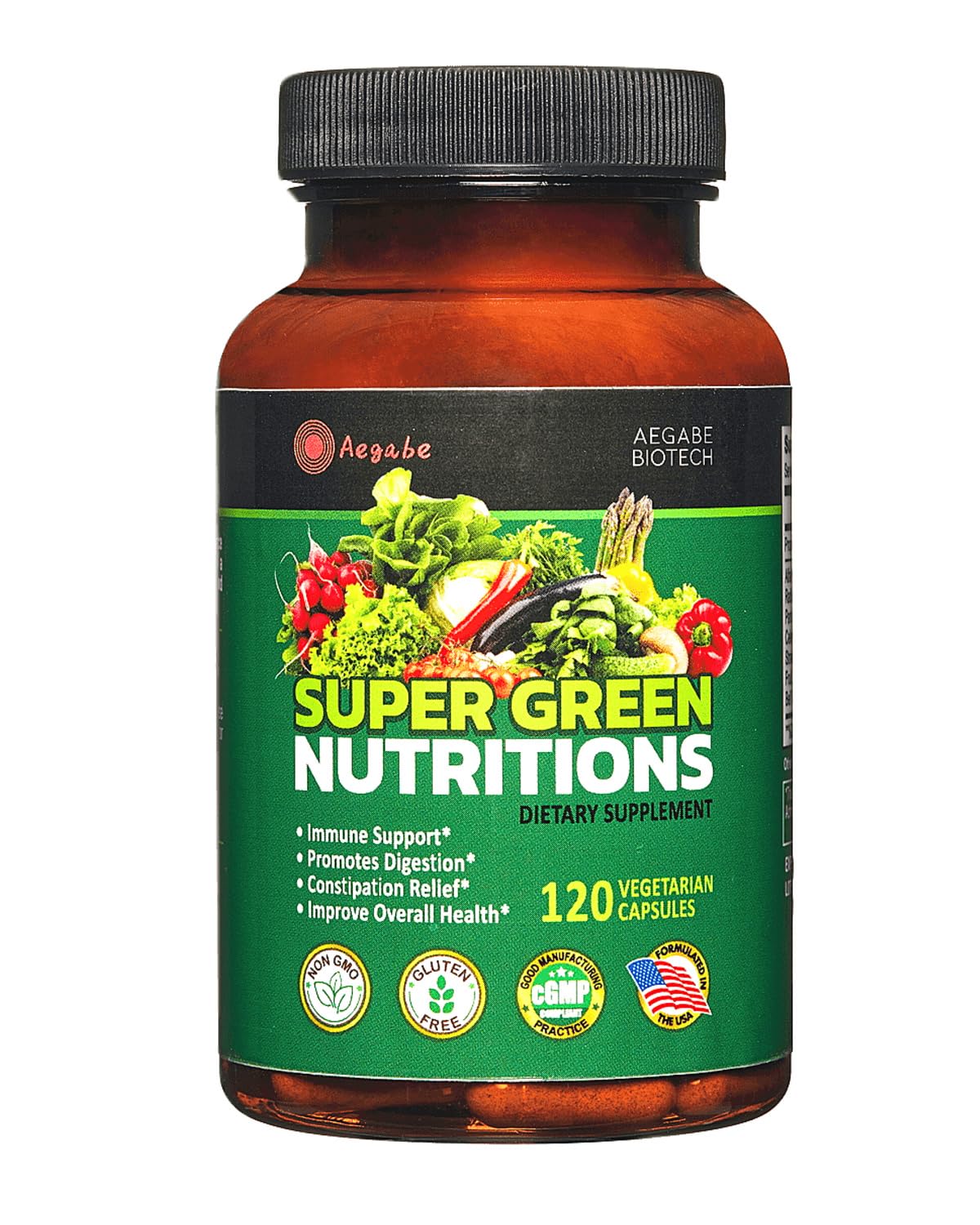 Fruits and Veggies Supplement, 36 Fruits & Vegetables with 24 Essential Vitamins, Minerals & Trace Elements,High in Fiber for Digestion & Constipation Relief,Daily Nutritional Support,120 Capsules aegabe uk supplements