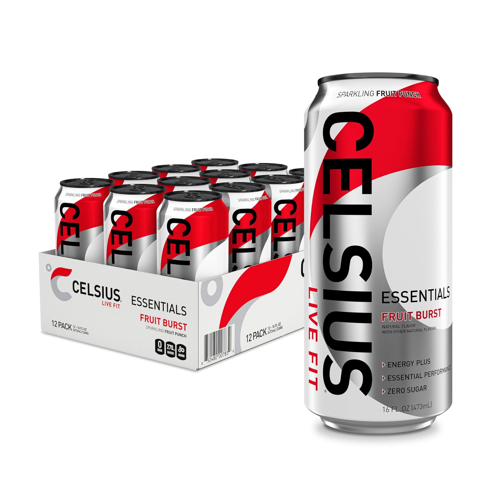 CELSIUS ESSENTIALS, Sparkling Fruit Burst, Performance Energy Drink 16 Fl Oz (Pack of 12) CELSIUS uk supplements