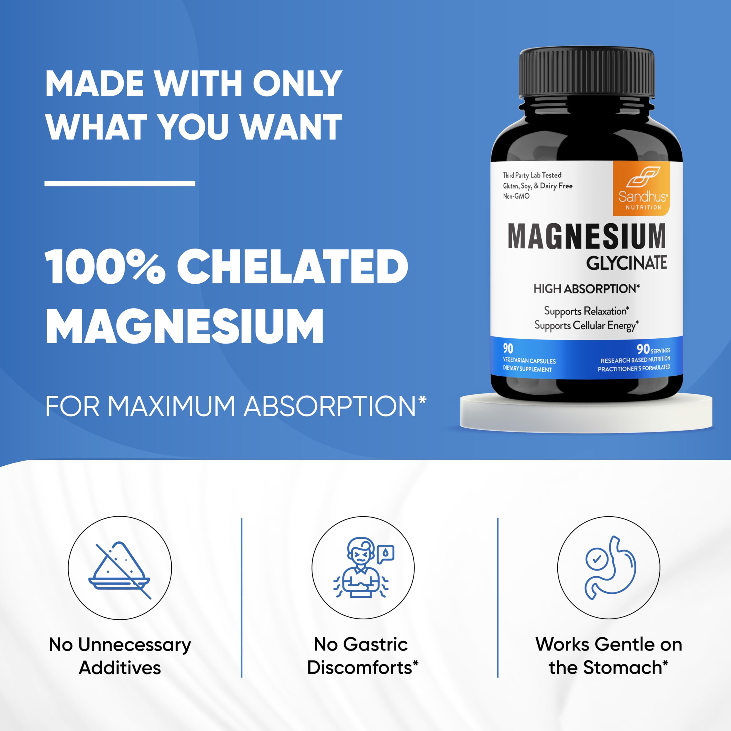 Sandhu's Superior Absorption Magnesium Glycinate 775mg|140mg Elemental Magnesium Sandhu's uk supplements