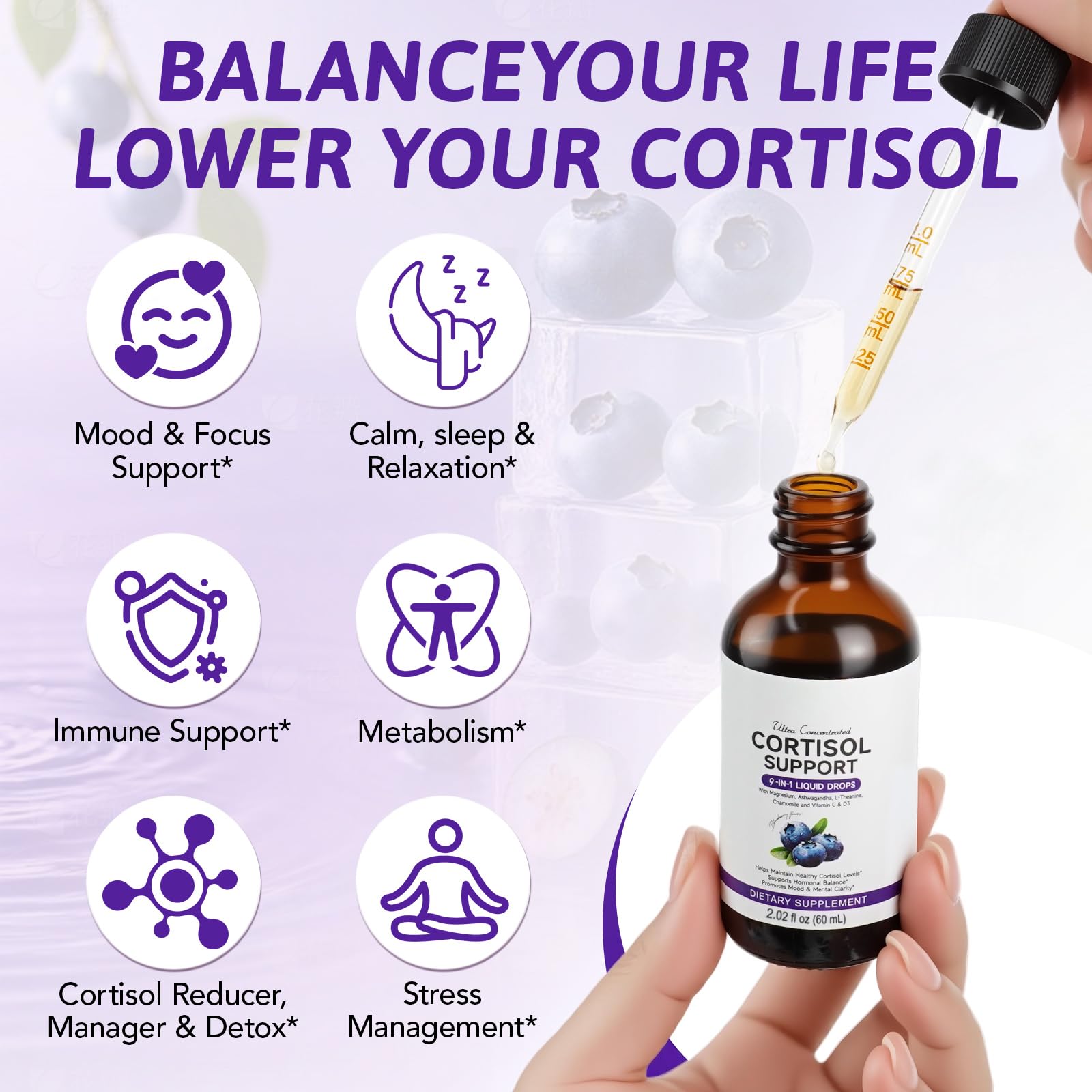 ZIXBMHYJ Cortisol Supplement for Women, Cortisol Support Liquid Drops with Ashwagandha, Magnesium & L-Theanine - Supports Stress Relief, Mood & Relaxation - 2.02 fl oz ZIXBMHYJ uk supplements
