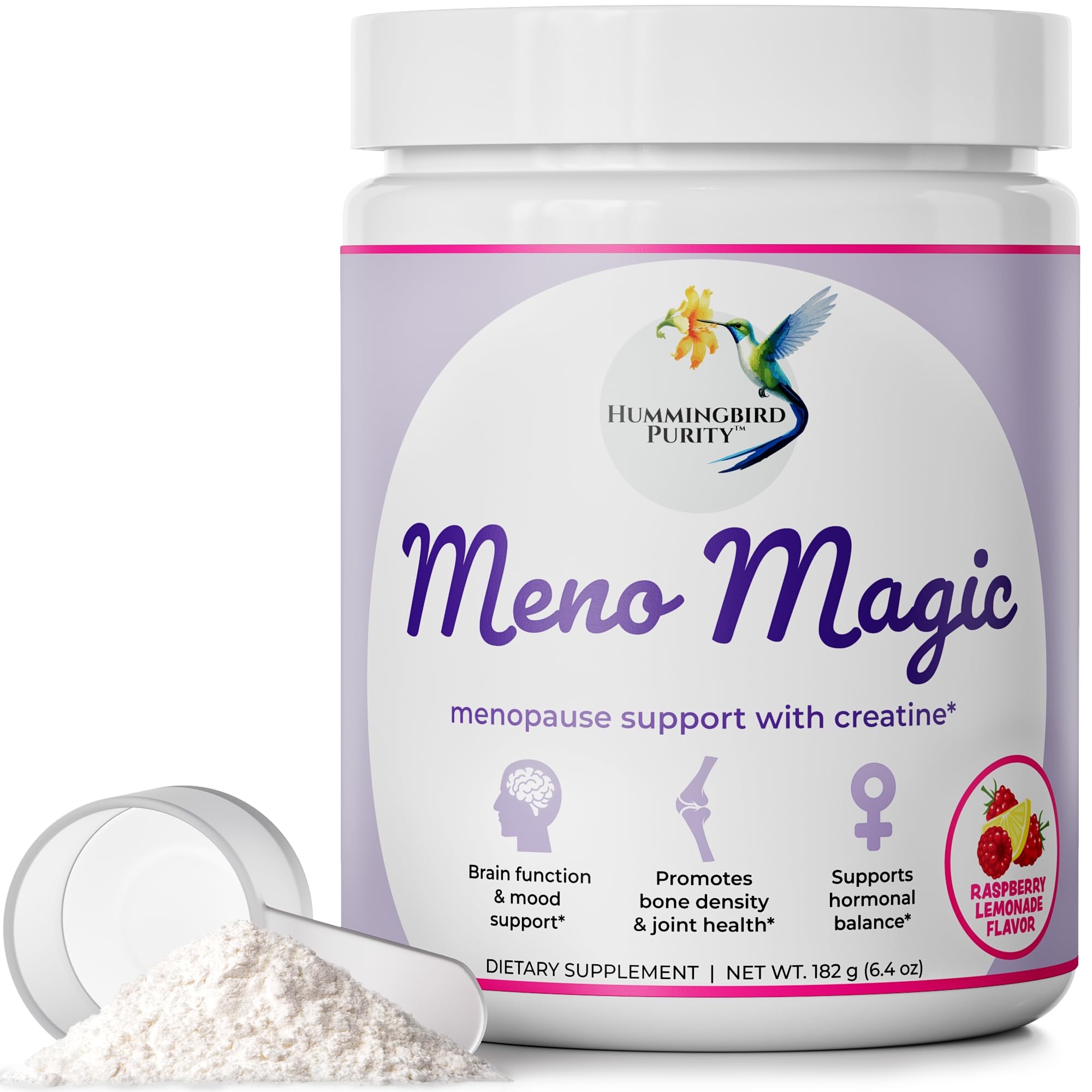 Meno Magic Menopause Support Drink – Raspberry Lemonade with Creatine, Herbs & Vitamins | 30 Servings Hummingbird Purity uk supplements