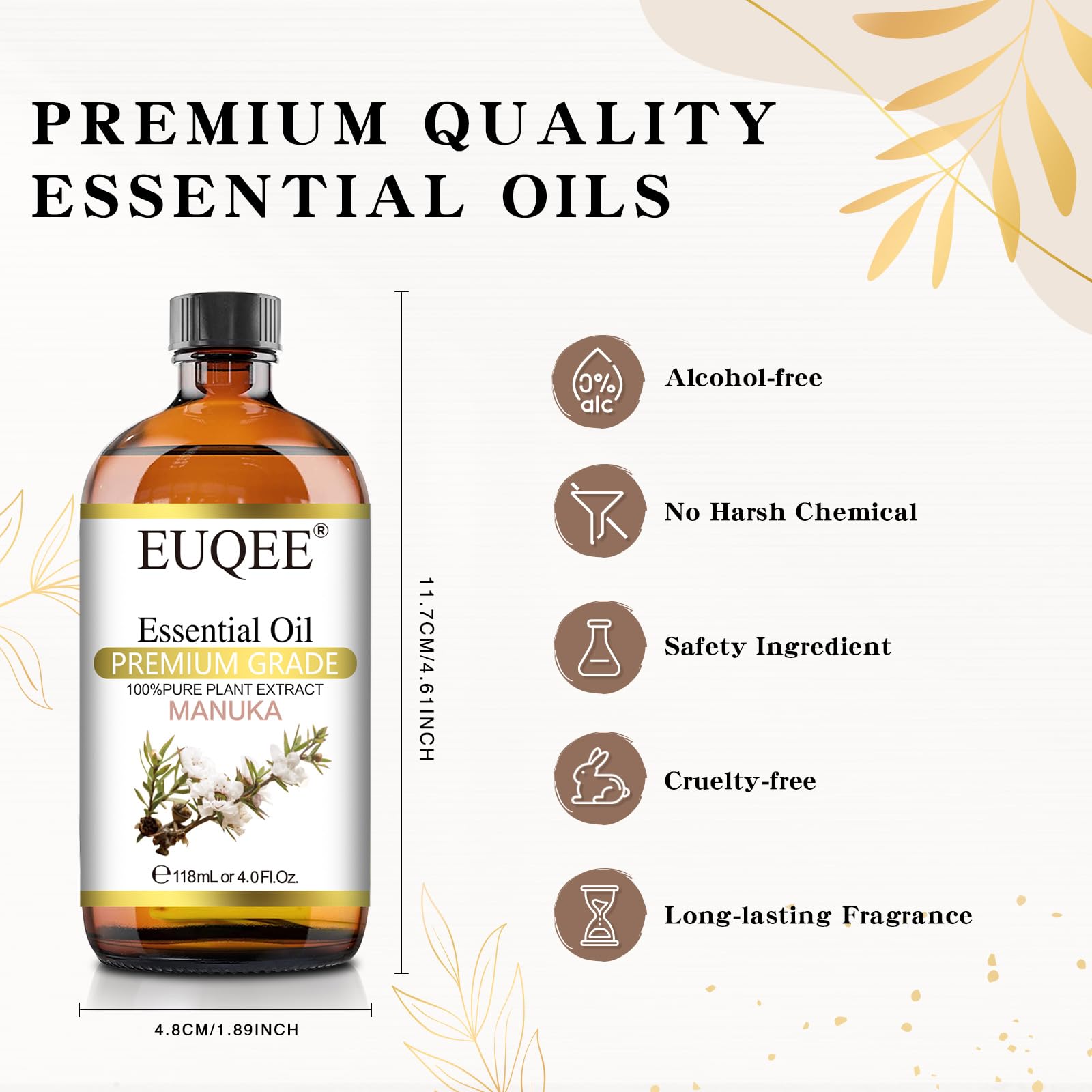 EUQEE Manuka Essential Oil 118ml Large Capacity Pure Manuka Oil with Glass Dropper for Skin EUQEE uk supplements