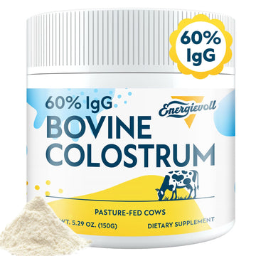 Energievoll Bovine Colostrum Supplement Powder - 60% IgG 3000 mg for Gut, Hair Growth, Beauty, and Immune, Easy to Mix, Unflavored (50 Servings) Energievoll uk supplements