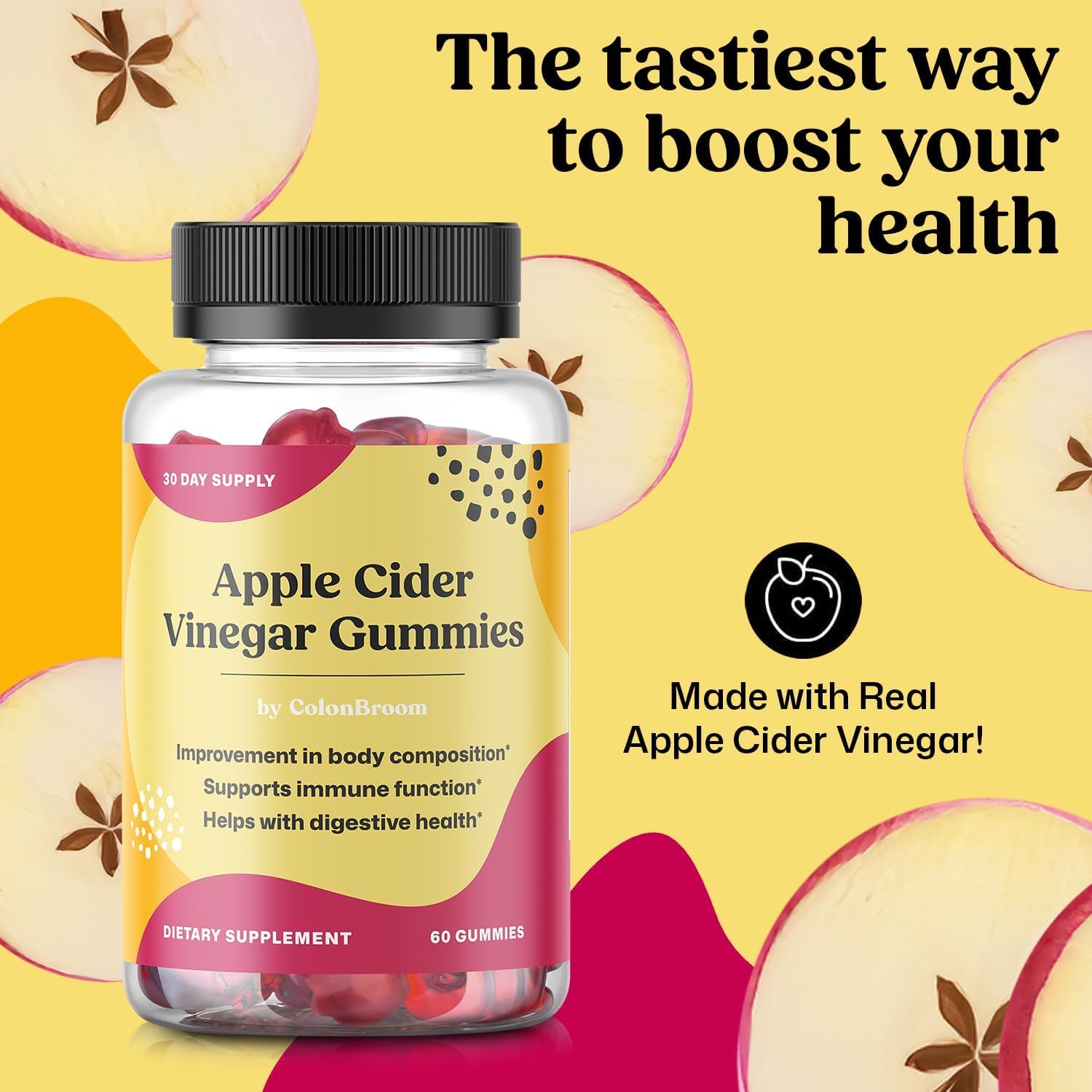 ColonBroom Apple Cider Vinegar Gummies for Women, 60 Gummies, 30 Day Supply, Vegan, Non-GMO Supplement – Supports Body Composition, Boost Metabolism & Improves Digestive Wellness ColonBroom uk supplements