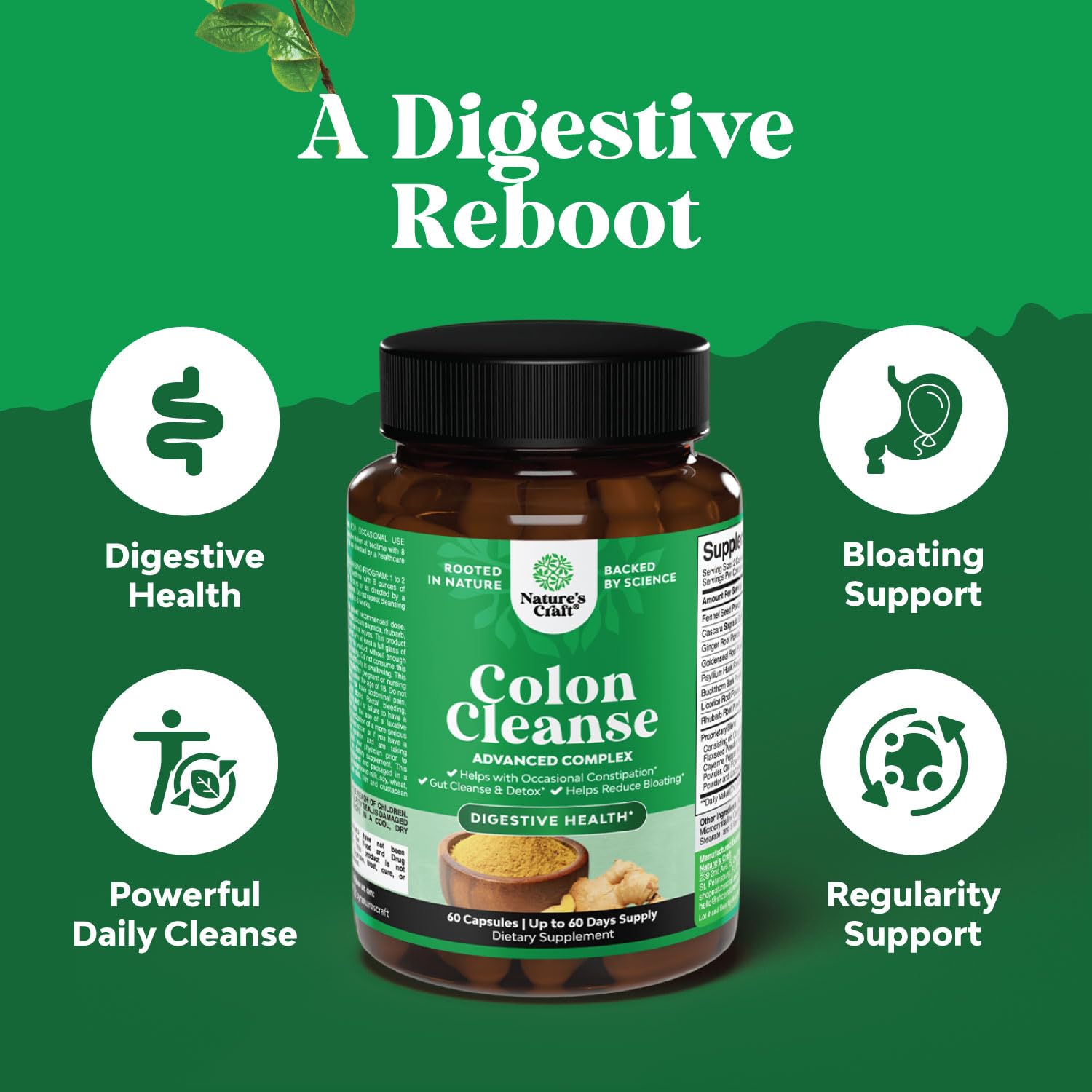 Colon Cleanser & Detox - Lactobacillus Acidophilus Probiotic Supplement Body Cleanse Natures Craft uk supplements