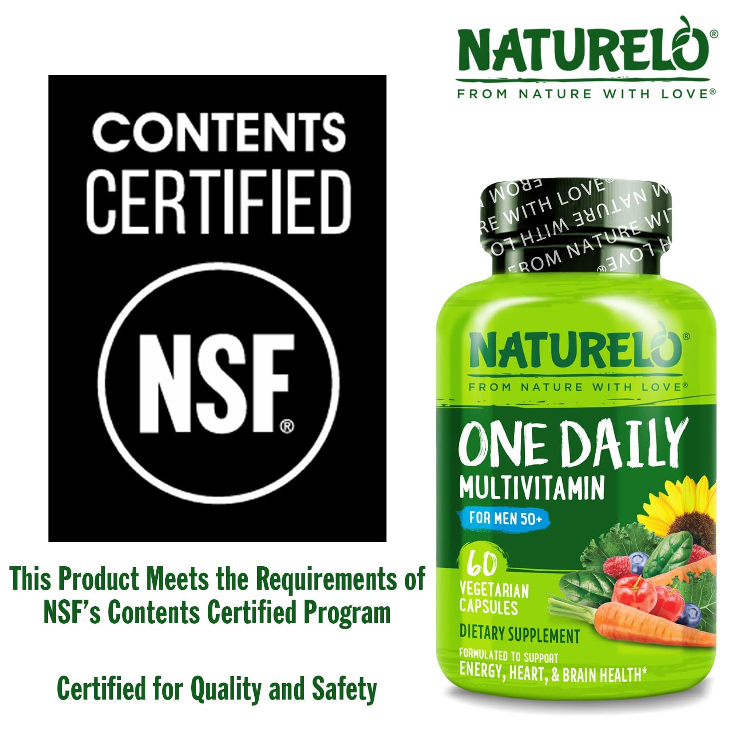 NATURELO Mens Multivitamins for Men 50+ - One Daily Multivitamin for Men with Vitamins, Minerals & Organic Whole Foods NATURELO uk supplements