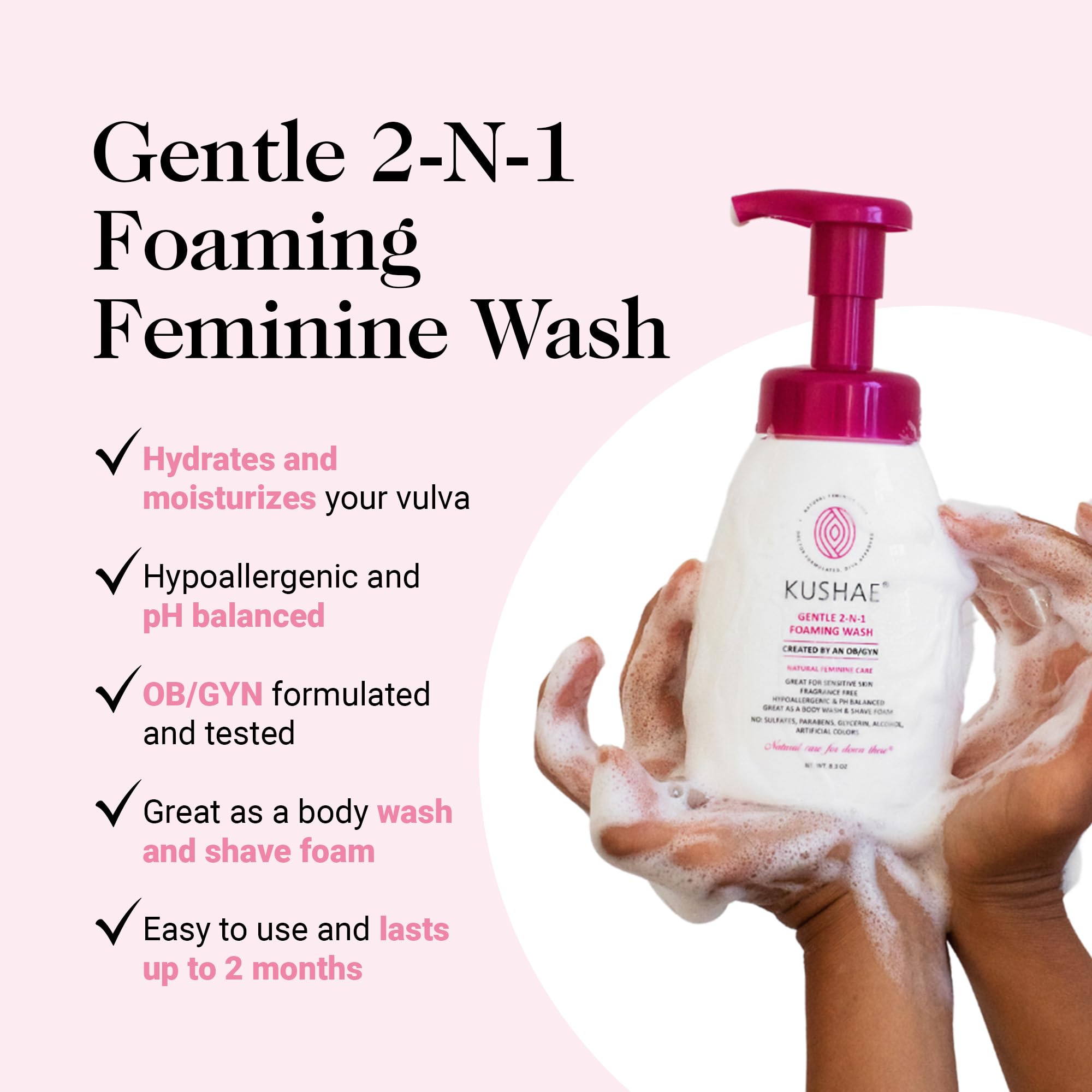Kushae Gentle 2-in-1 Foaming Wash, pH Balance Feminine Wash for Optimal Hygiene Kushae uk supplements