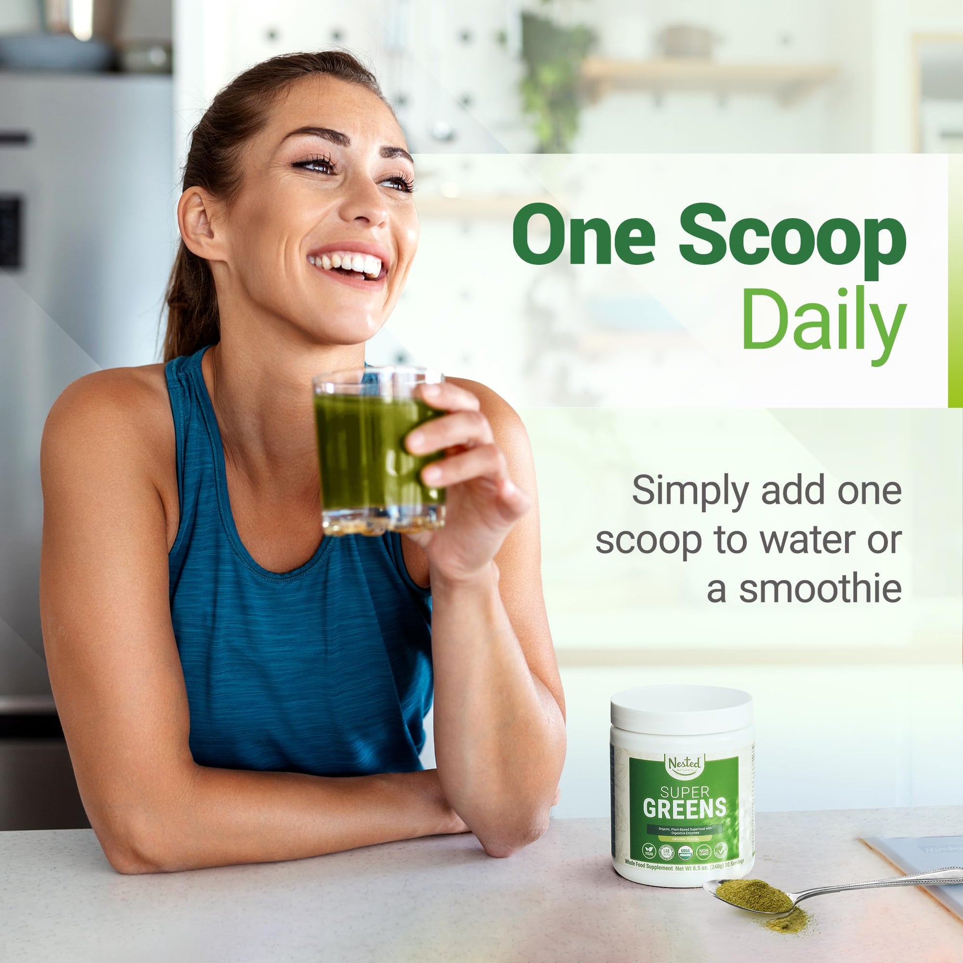 Super Greens Daily Greens Superfood Powder - Certified USDA Organic Green Powder Nested Naturals uk supplements