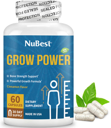 NuBest Grow Power - Calcium Supplement, Magnesium Supplement with Vitamin D3, B6, Zinc, Phosphorus and Multivitamin for Strong Bones, Overall Health for Age 10+ | 60 Capsules | 1 Month Supply NuBest uk supplements