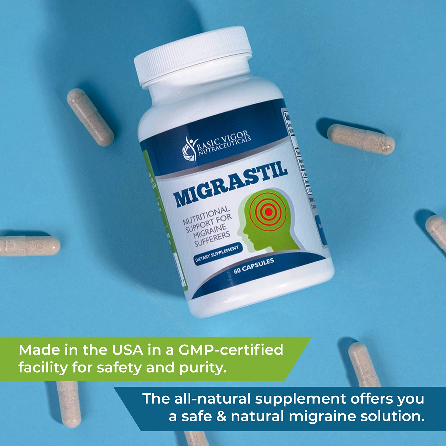 Migraine Stick & Migrastil Migraine Relief Capsules Bundle Basic Vigor uk supplements