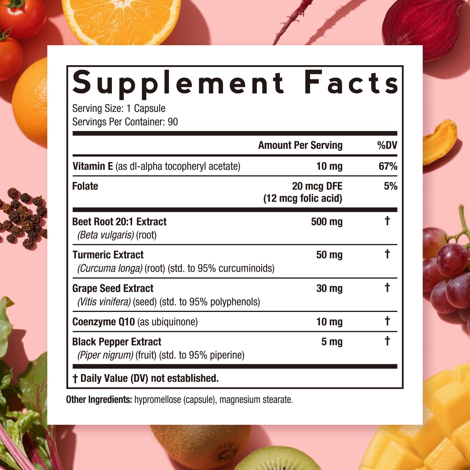 Doctor's Recipes Beet Root Capsules, 20:1 Extract with Grape Seed, CoQ10, Turmeric, Black Pepper for Enhanced Absorption, Supports Heart, Circulation, Energy & Nitric Oxide, Non-GMO, 90 Veg Caps Doctor's Recipes uk supplements