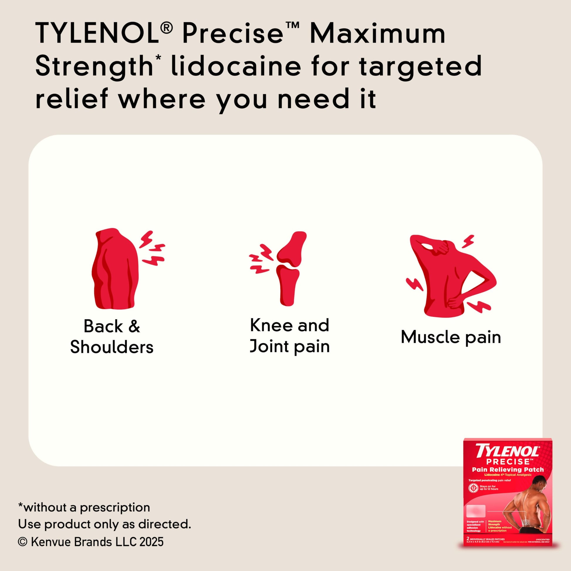Tylenol Precise Pain Relieving Patches, Large Topical Analgesic Patches + Maximum OTC Strength Lidocaine Penetrates, Targeted Relief Ideal for Shoulder, Back & Knee Pain, Unscented, 4 ct Tylenol uk supplements