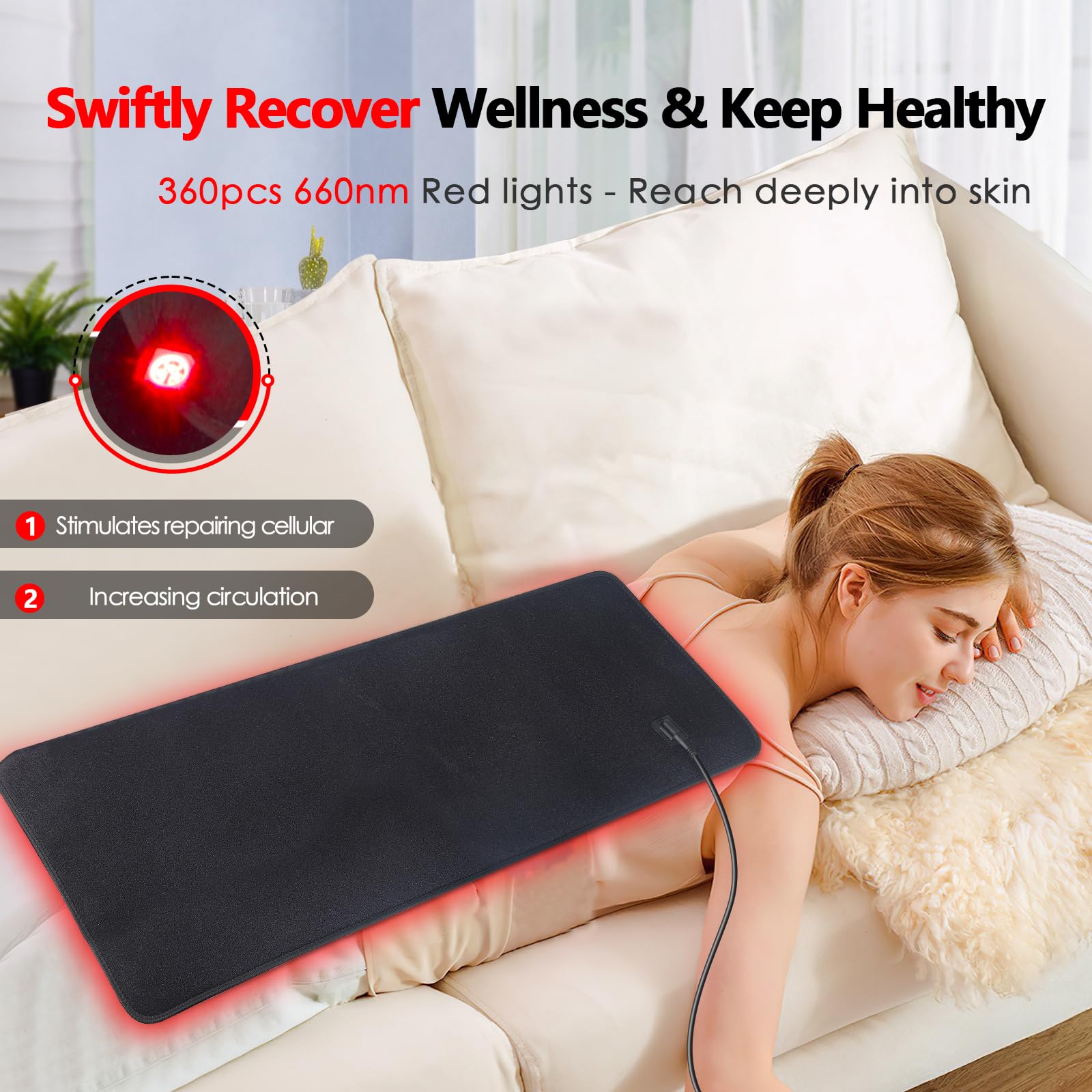 RUISQM Red Light Therapy Mat for Body - 360 LEDs Large Red & Infrared Light Therapy Pad Blanket RUISQM uk supplements