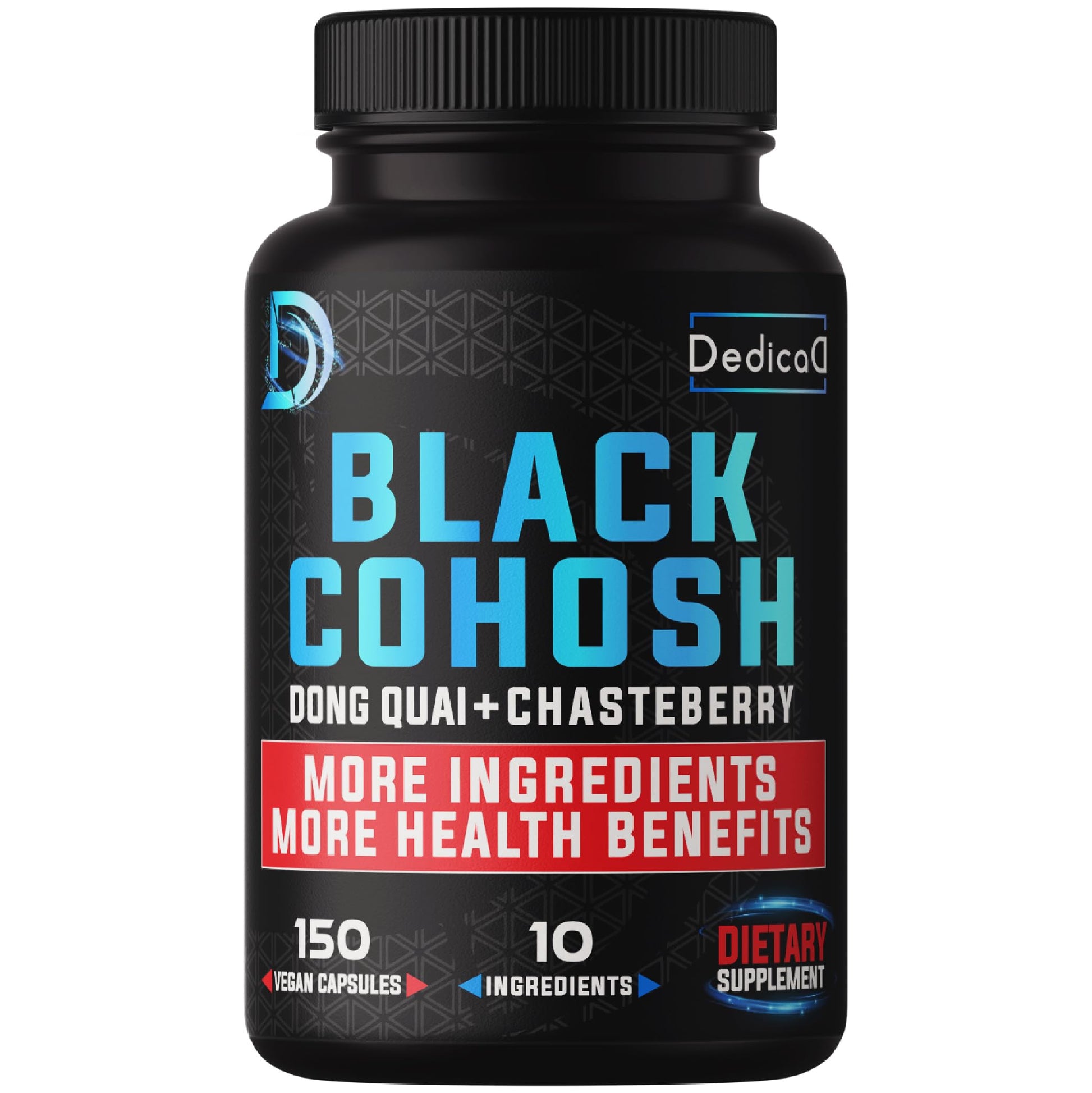 DEDICAD 12in1 Black Cohosh 5-Month Supply for Menopause Support Supplement with Dong Quai, Chasteberry, Red Raspberry, Licorice, Wild Yam & More - 150 Capsules DEDICAD uk supplements