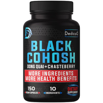 DEDICAD 12in1 Black Cohosh 5-Month Supply for Menopause Support Supplement with Dong Quai, Chasteberry, Red Raspberry, Licorice, Wild Yam & More - 150 Capsules DEDICAD uk supplements