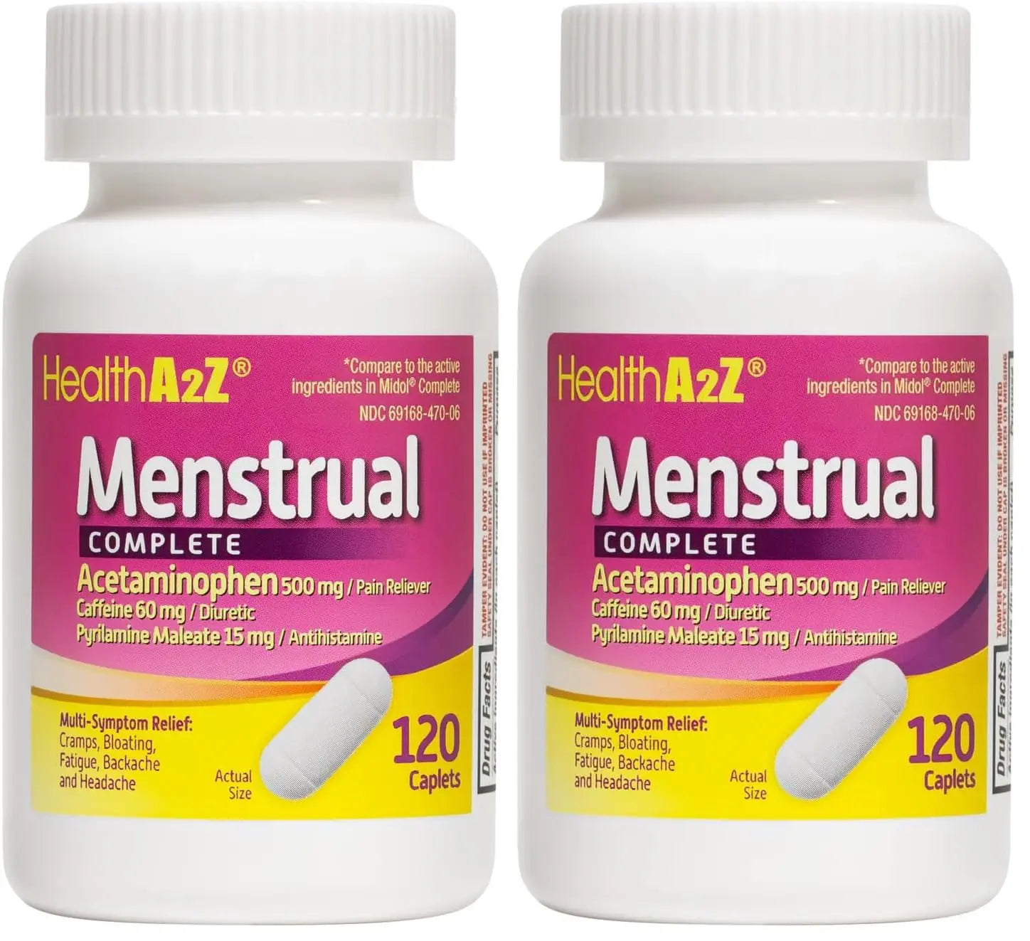 HealthA2Z® Menstrual Complete Pain Relief Tablets | Relieves Cramps, Bloating, Fatigue, Backache & Headache (120 Counts) (Pack of 2) HealthA2Z uk supplements